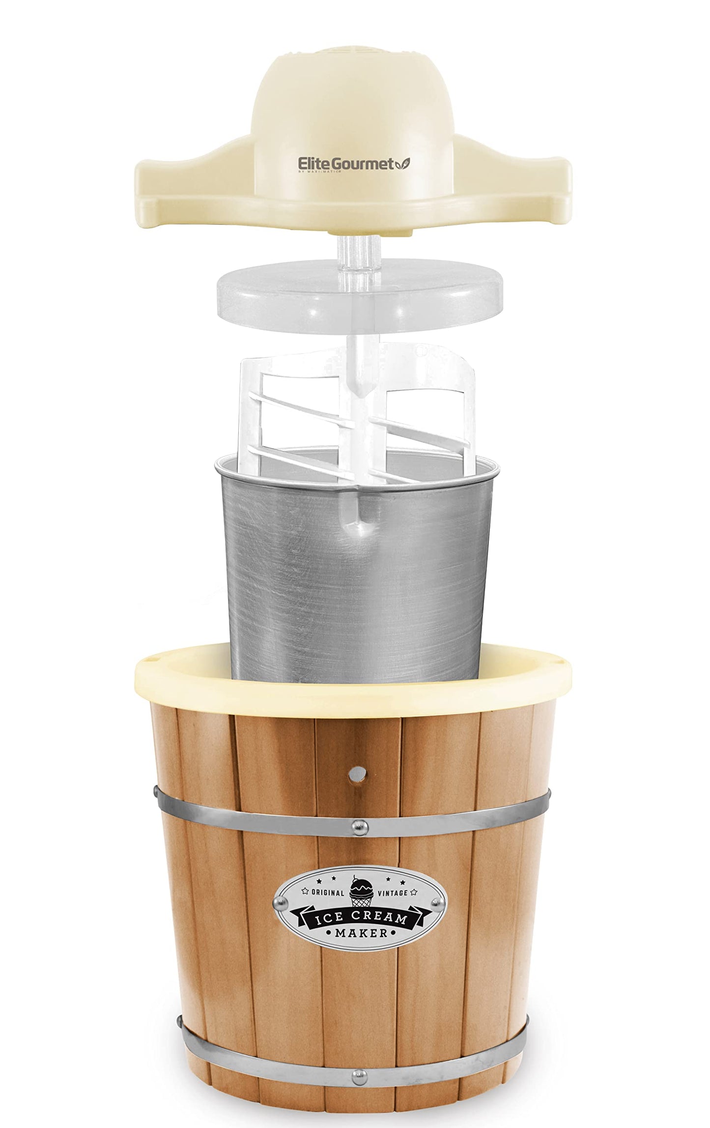 Elite Gourmet Maxi-Matic EIM-924L 4 quart Old Fashioned Electric Ice Cream Maker, Pine Bucket