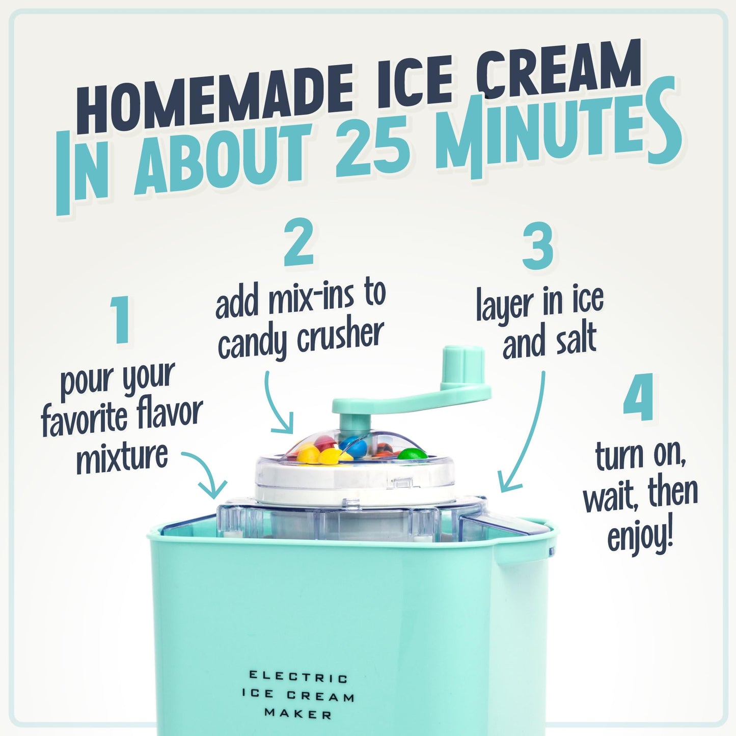 Nostalgia Electric Ice Cream Maker - Old Fashioned Soft Serve Ice Cream Machine Makes Frozen Yogurt or Gelato in Minutes - Fun Kitchen Appliance - Modern Style - Aqua - 2 Quart