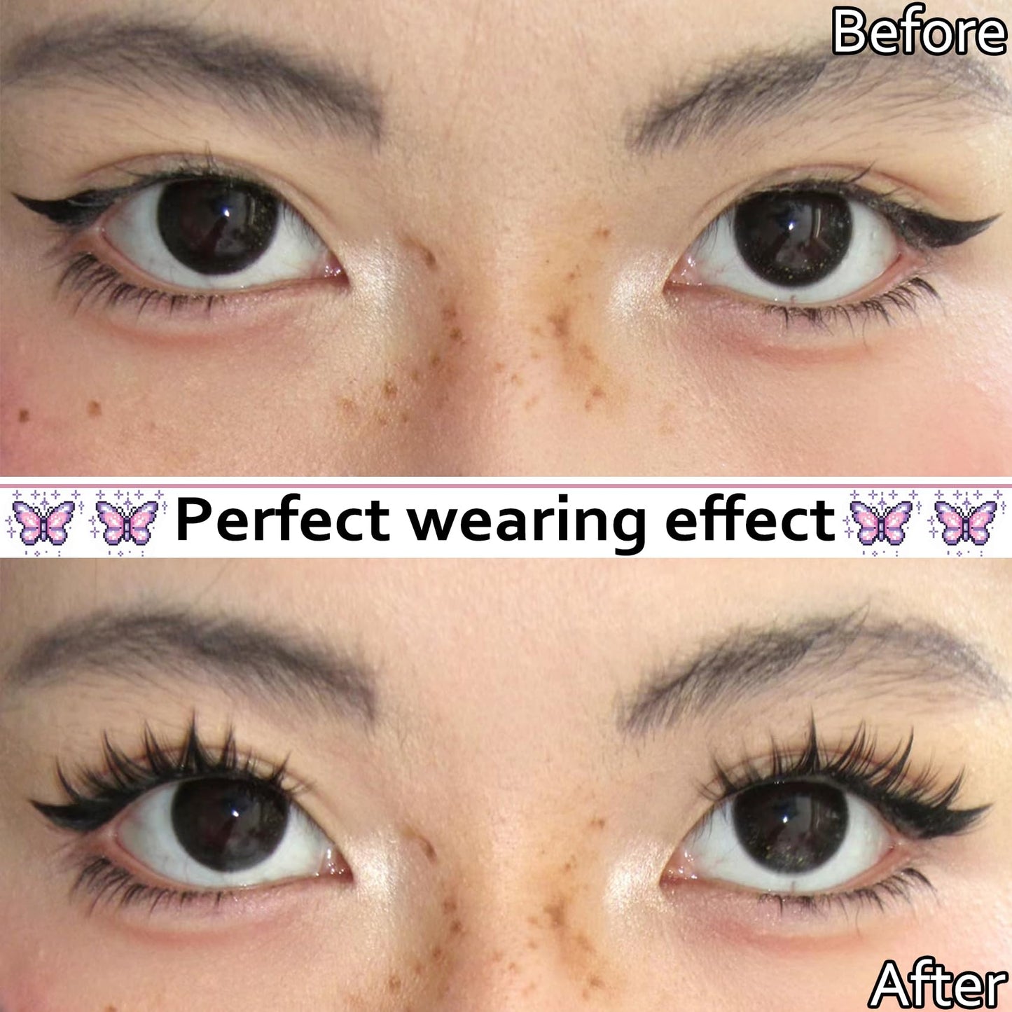 Fyonas Manga Lash Clusters Kit Natural Eyelash Clusters Spiky Lash Extension Kit 80Pcs Anime Cluster Eyelash Extensions with White Lash Glue Waterproof and Tweezers DIY at Home (Cutey Kit-B)