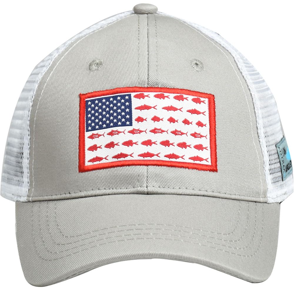 EDTREK Elite Youth Performance Mesh Hat - Boys Girls Hunting Hat and Fishing Hat (Cool Grey with Flag)
