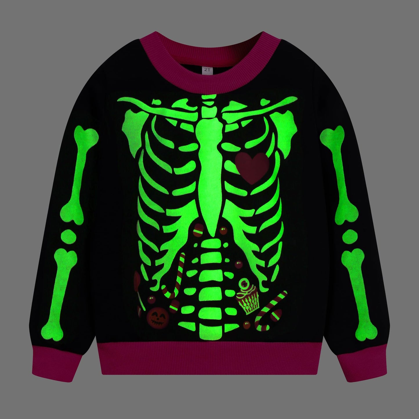 Akyzic Baby Girl Halloween Outfit Long Sleeve Crewneck Glow in the Dark Skull Sweatshirt Toddler Holiday Shirt Tops Kids Skeleton Sweaters 3t