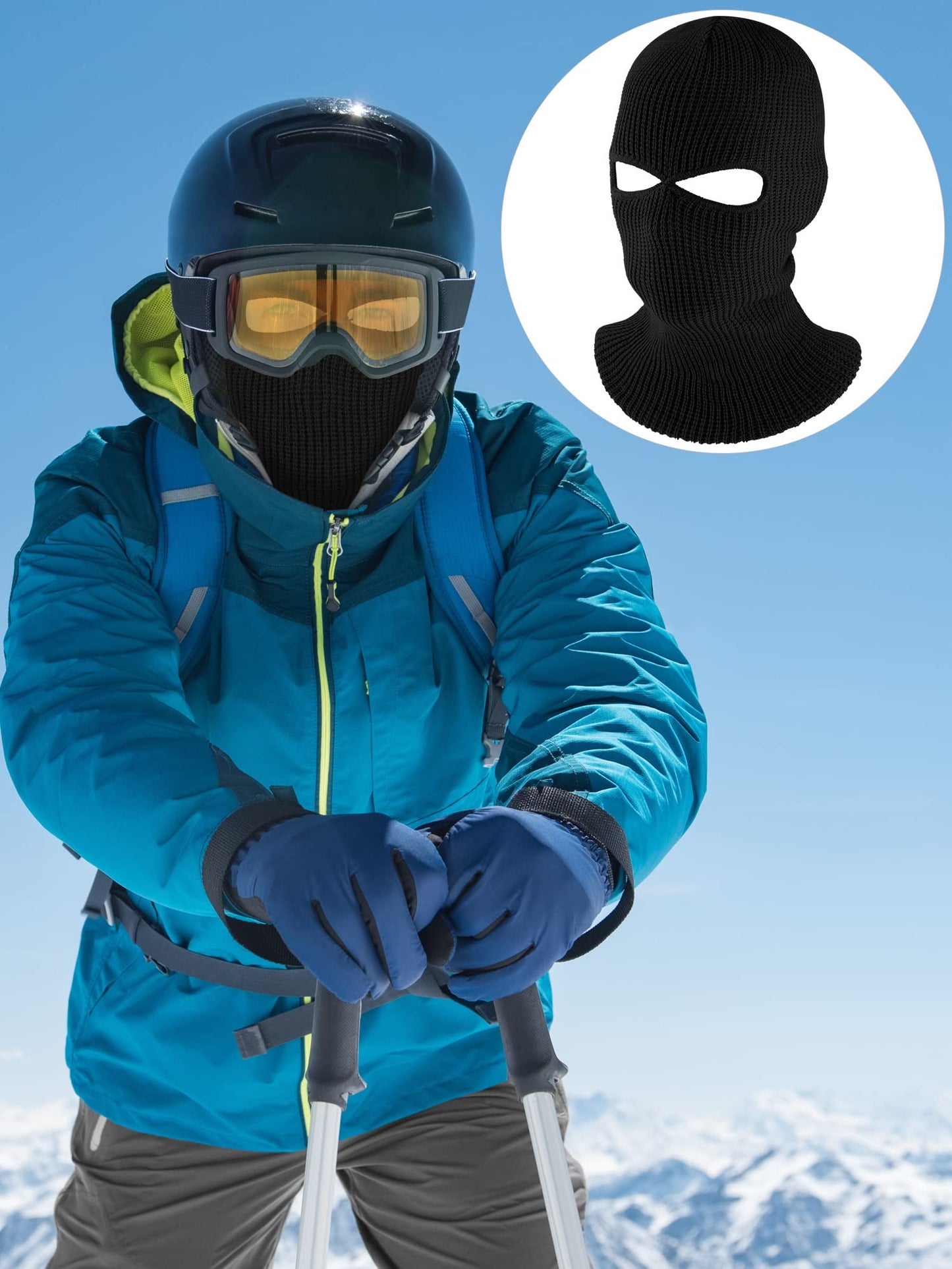 HESTYA 2 Holes Ski Masks Winter Balaclava Knitted Full Face Cover Mask Beanie Hat for Men Women Cold Weather Outdoor Sports(Black, Medium)