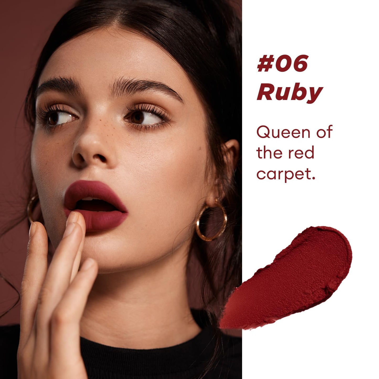 ITY Velvet Matte Finish Lip Stain-Mousse Textured Lip Clay, Red Shade, Conceals Lip Lines, Rich Pigment Lip Tint Lipsticks, 0.14 oz (4g) in Ruby