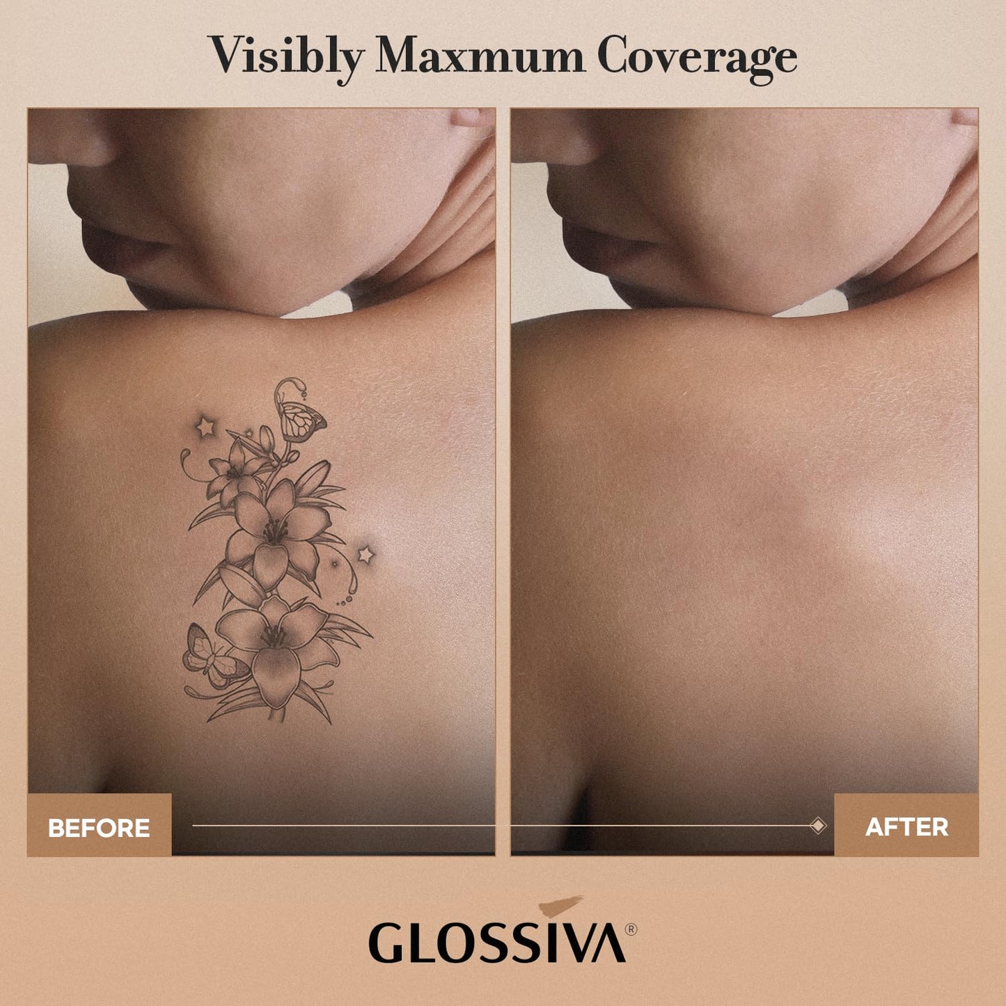 Glossiva Tattoo Cover Up Makeup Waterproof Concealer For Dark Spots, Scars, Vitiligo, And More - 2x30ml - Use on Body, For Legs, for Men and Women (2x30ml)