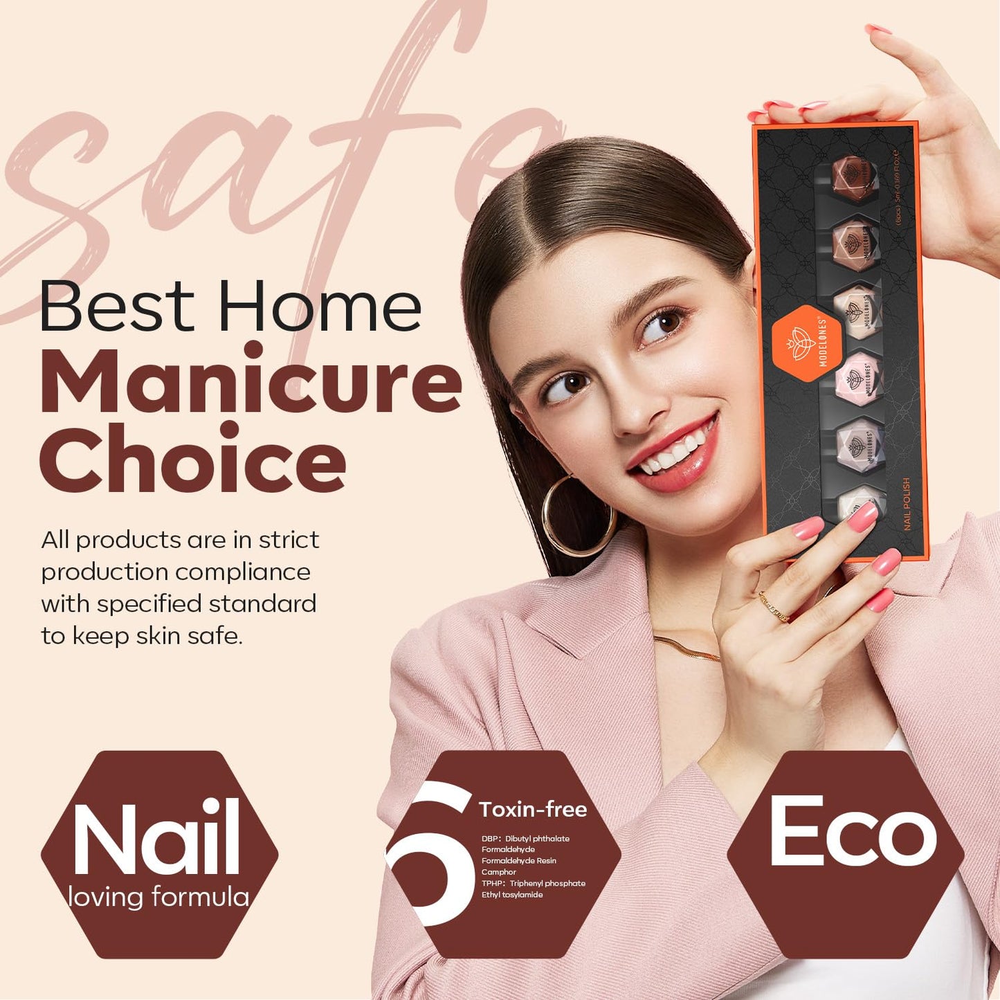 Modelones Nail Polish Set 6 Colors Nude Pink Skin Tones Milky White Brown Mini Nail Polish Quick Dry Nail Polish All Seasons Neutral Brown Manicure DIY Nail Art Salon Home Gift for Women Girl