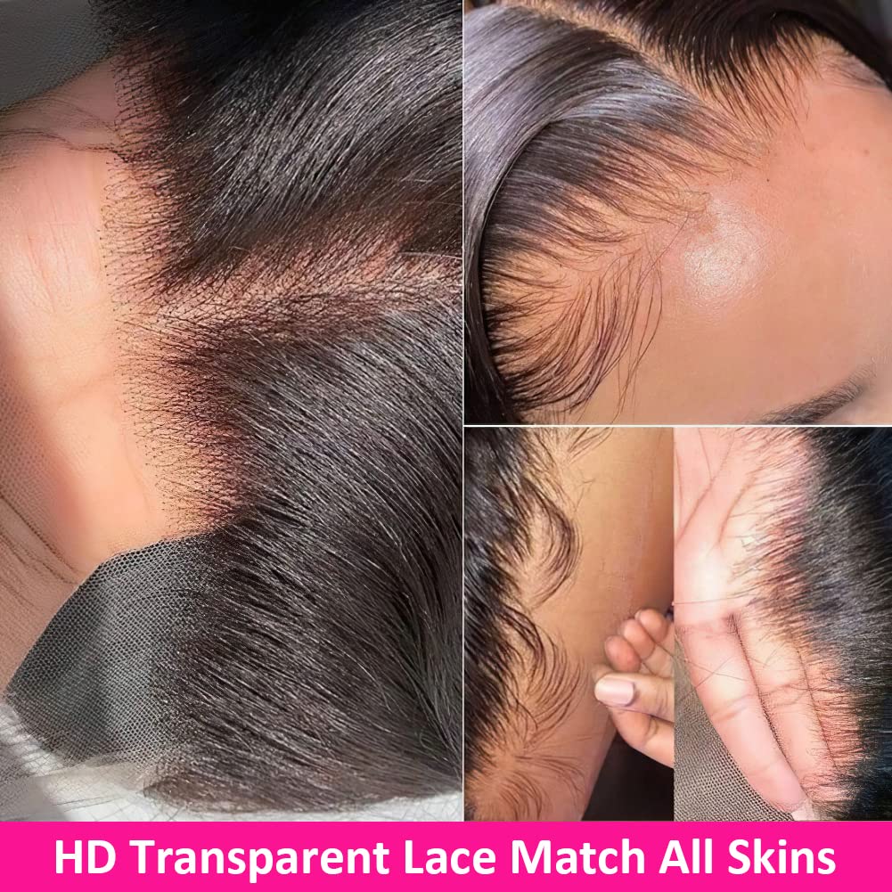 Hermosa 9A 13x4 Brazilian Straight Lace Front Wigs Human Hair 180% Density Human Hair Wigs for Women Pre Plucked with Baby Hair Natural Hairline 28 inch