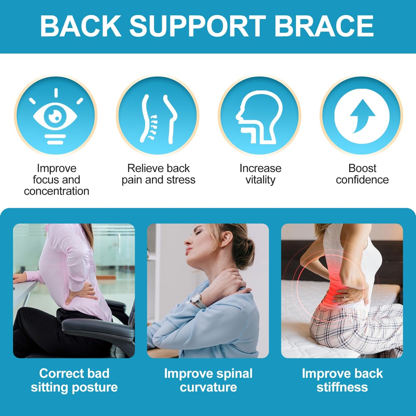 HYTAMY Posture Corrector for Men and Women - Adjustable Upper Back Brace, Breathable Back Corrector, Providing Pain Relief from Bad Posture, Waist, Neck, Shoulder, Clavicle, Back Pain (Medium)