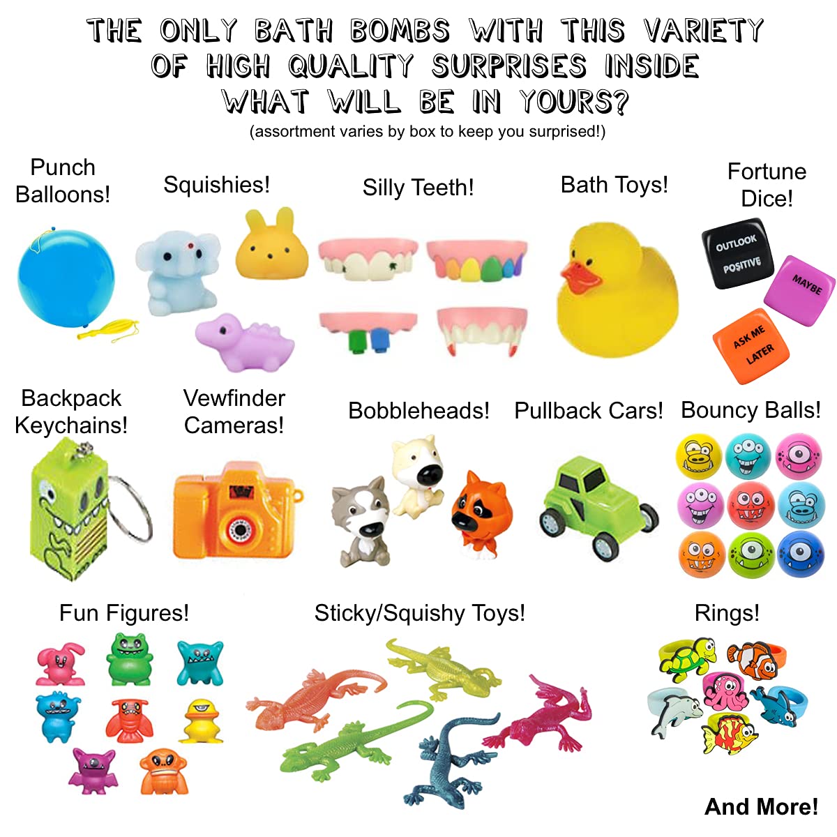 Kids Bath Bombs with Surprise Toys Inside (6 Pack) - Releases Color & Bubbles, Won’t Stain Tub, Moisturizing, Large Bubble Bomb, USA Made - Ideal Gift for Girls & Boys by Two Sisters