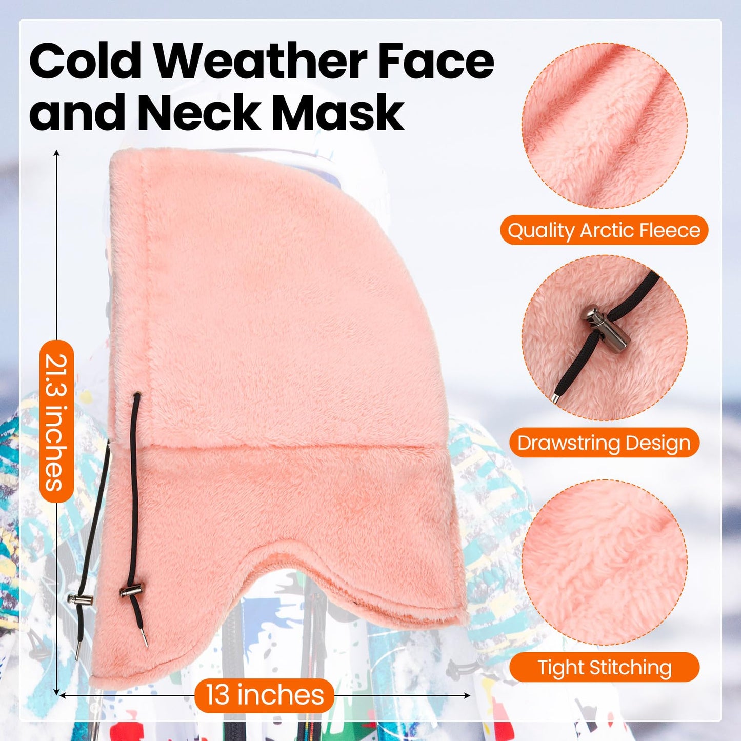 Liitrsh 2 Pcs Balaclava Fleece Ski Winter Face Mask for Men Women Cold Weather Balaclava Wind Resistant Cap Scarf(Grey, Pink)