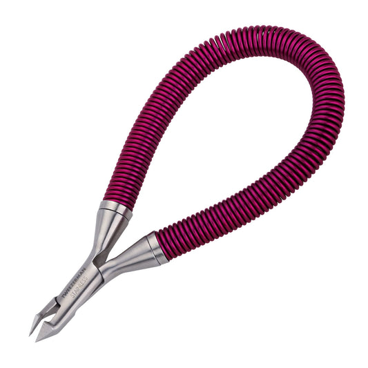 Tweezerman Grip & Snip Spiral Spring Cuticle Nipper Assorted Colors, Blue/Pink, 2.5 x 1 x 6"