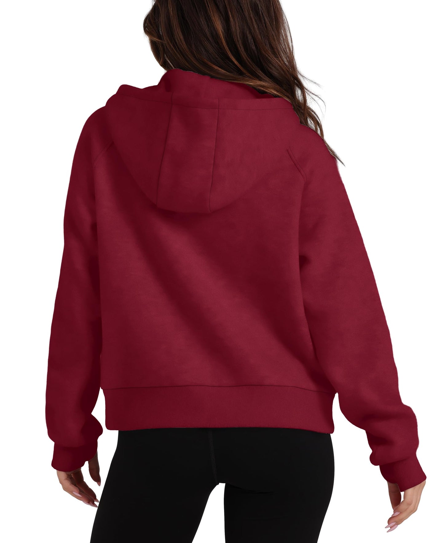 XIEERDUO Half Zip Sweatshirts Cropped Hoodies Fleece Jackets Womens Quarter Zip Up Pullover Fall Outfits 2025 Winter Clothes Red M