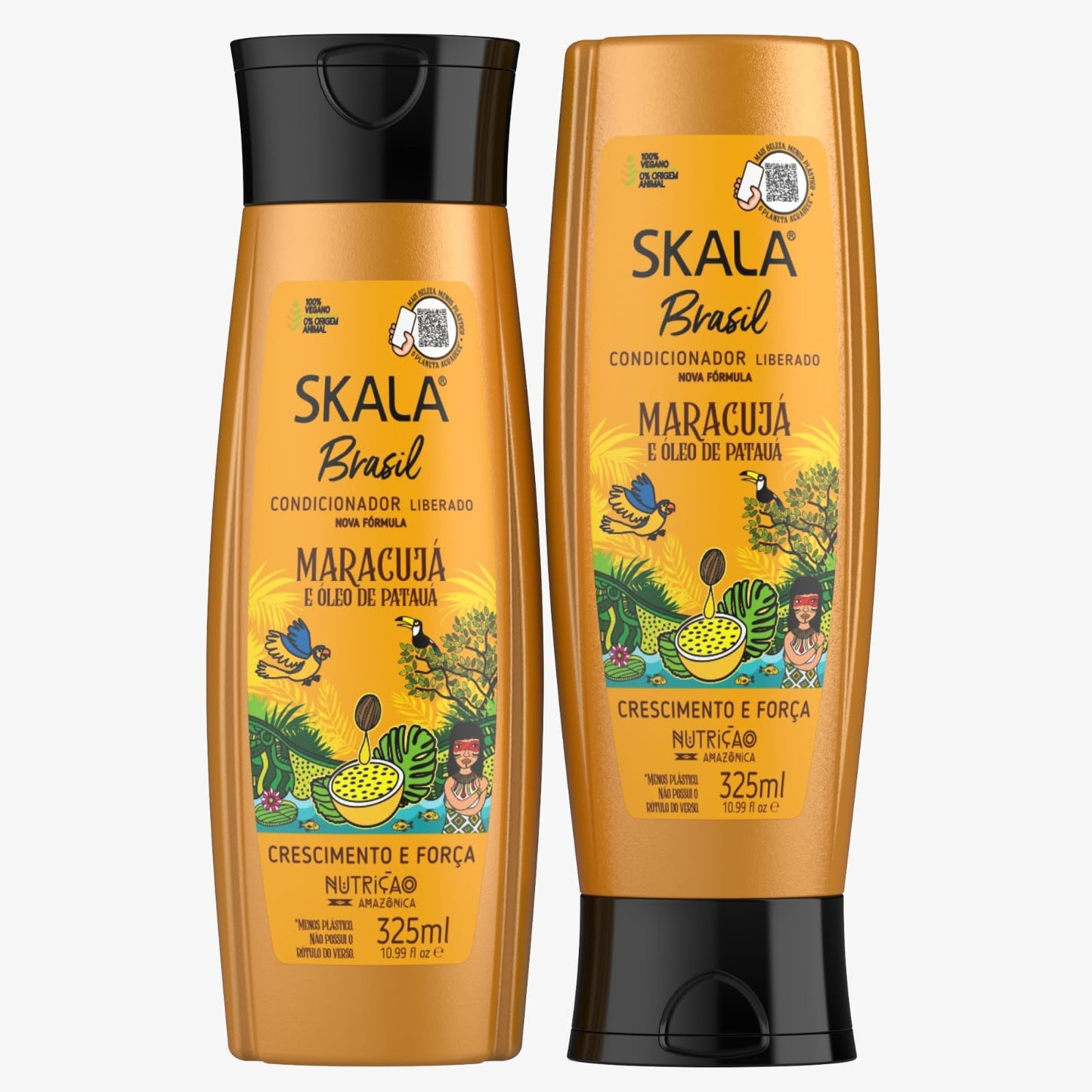Skala Brazilian Hair Care Kit – 4 Pieces: Maracujá Shampoo & Conditioner 325ml Each + Blue Mais Cachos 35.2 oz + Maracujá 35.2 oz + Mais Crespos + Color Care Packet Packet + Free Comb (Color May Vary)