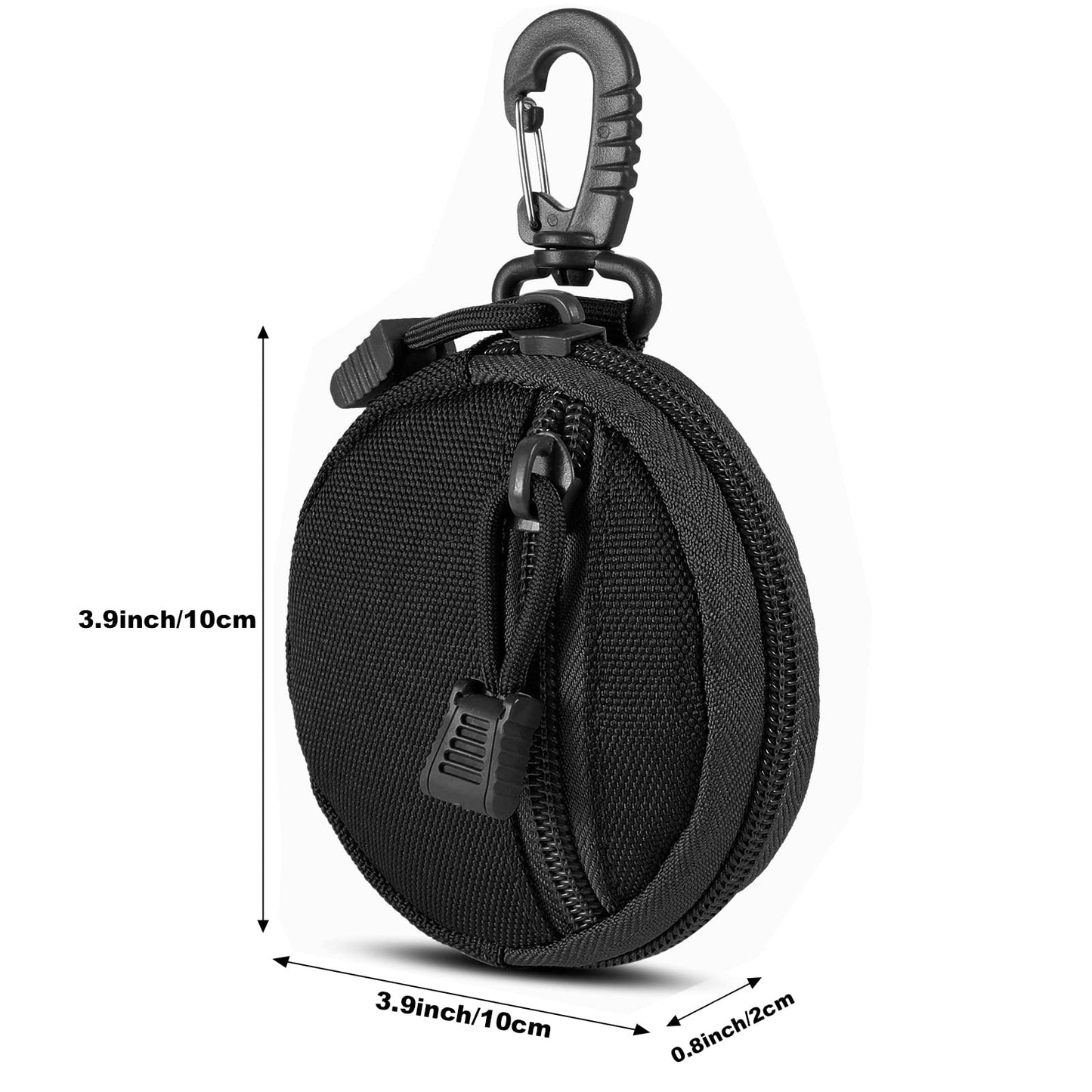 FRTKK 2 Pack Tactical Compact EDC Pouches, Military Molle Utility Pouch Organizer Pouch, Coin Purse Keychain Pocket Credit Card Holder Waist Pack (Black)