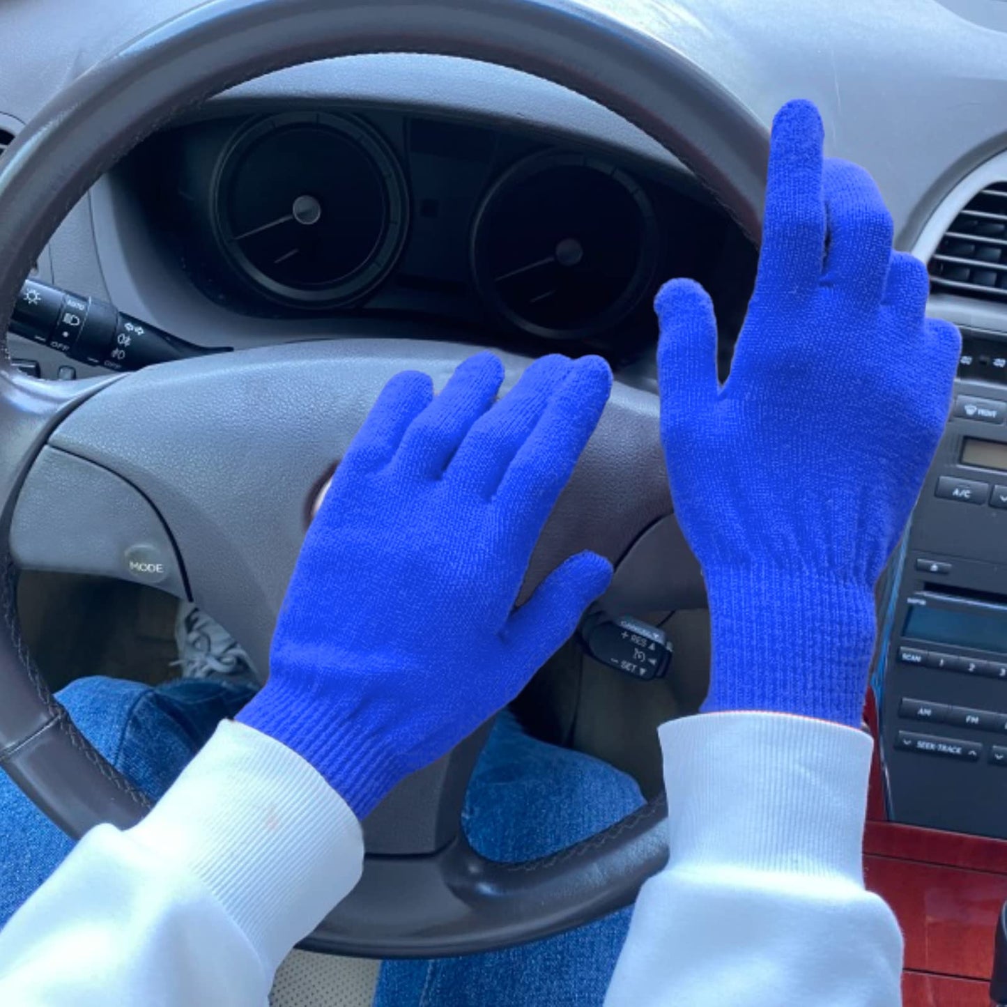 Evridwear Unisex Men Women Merino Wool String Knit Liner Gloves Provide Warmth Cool and Cold Seasons Skiing, Snowboarding, Cycling, Running, Climbing (Blue XL)