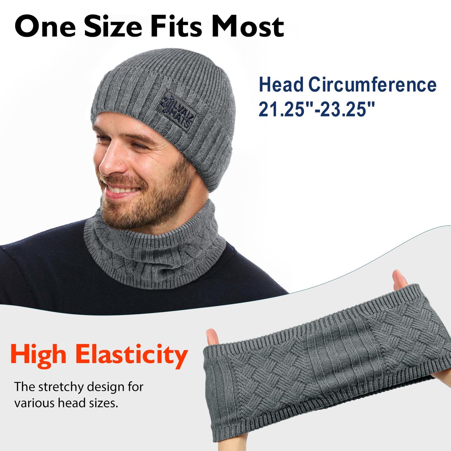 Winter Beanie Hats Scarf Set for Men Women Warm Knit Ski Beanie Skull Cap Neck Warmer Gaiter Face Scarf Set