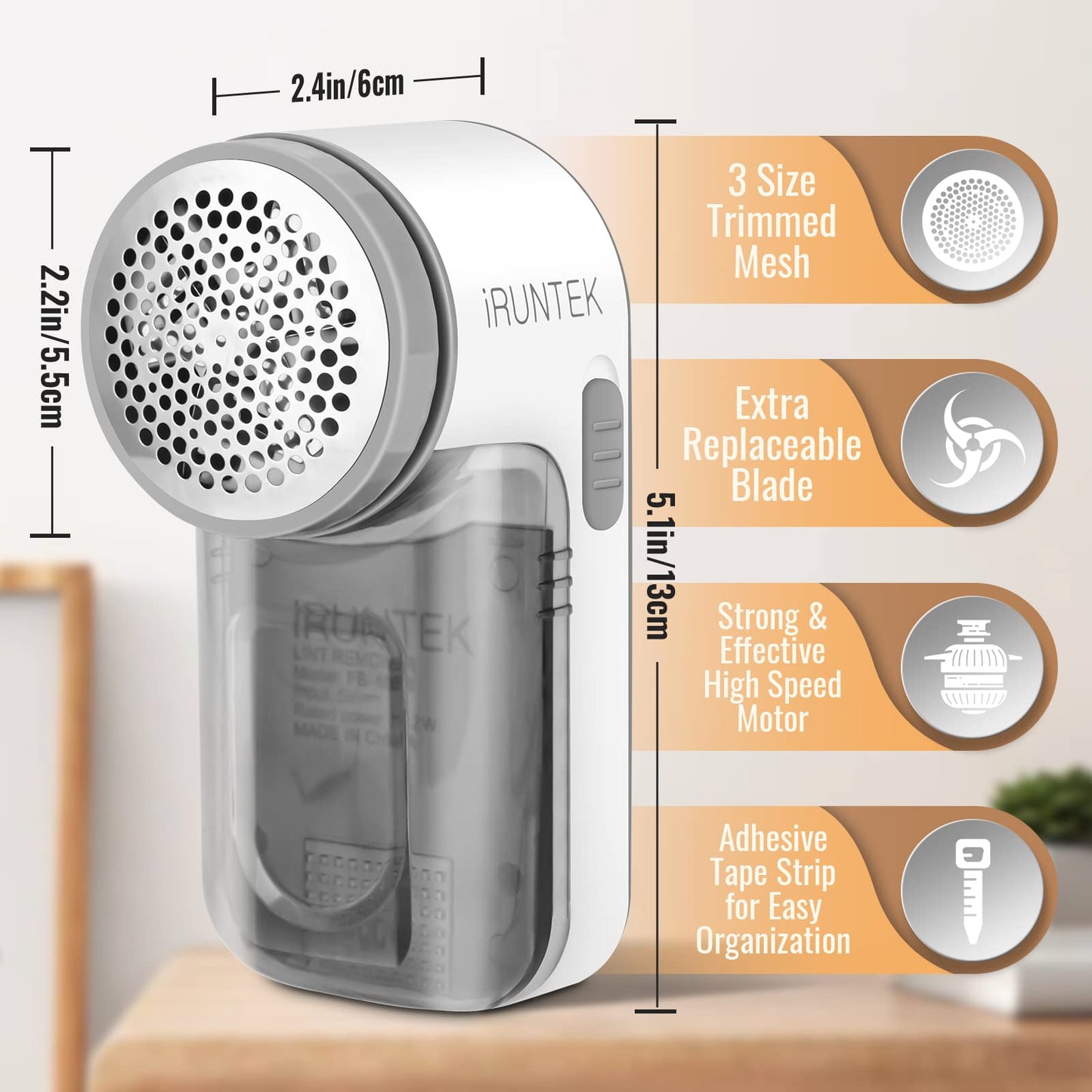 iRUNTEK Wired Fabric Lint Remover, Plug-in Lint Shaver and Brush 2 in 1,Sweater Defuzzer for Removing Fuzz, Lint Balls, Pills, Bobbles from Clothes, Furniture, Carpet & Couch