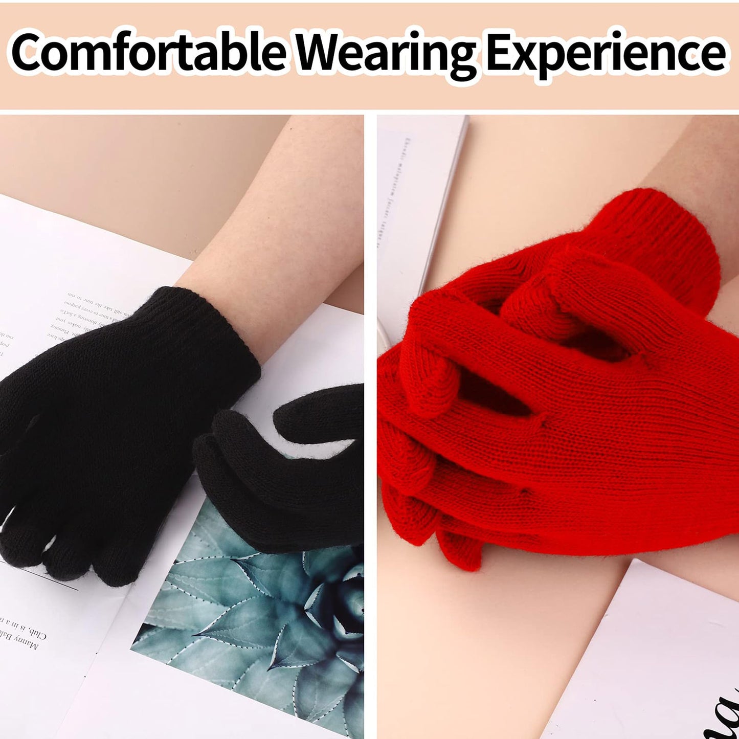 TODDOR 12 Pairs Kid's Winter Magic Gloves Children Stretchy Warm Knit Gloves for Boys or Girls