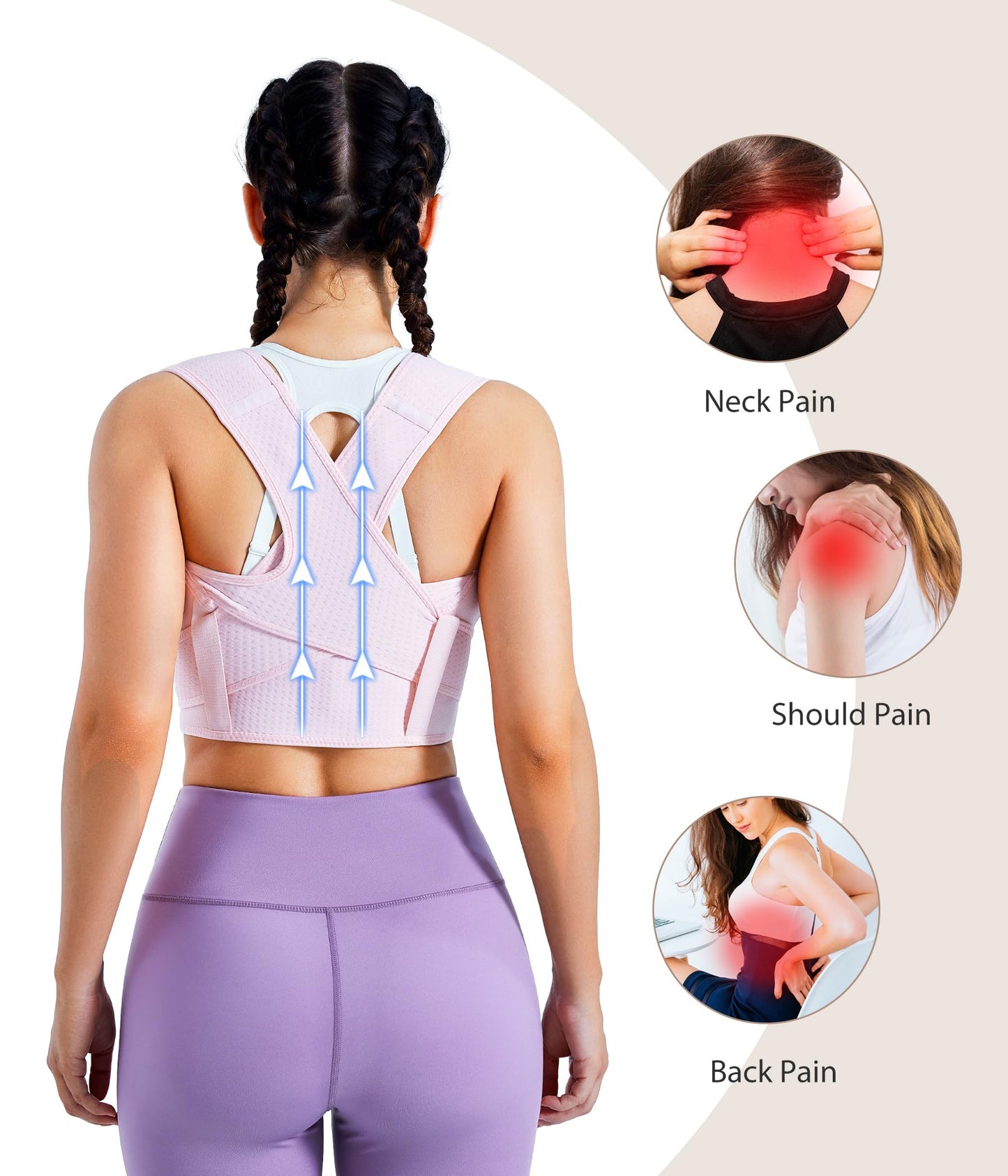 URSEXYLY Posture Corrector for Women Adjustable Upper Back Brace Posture Support Back Straightener Pain Relief(M/L,Pink)