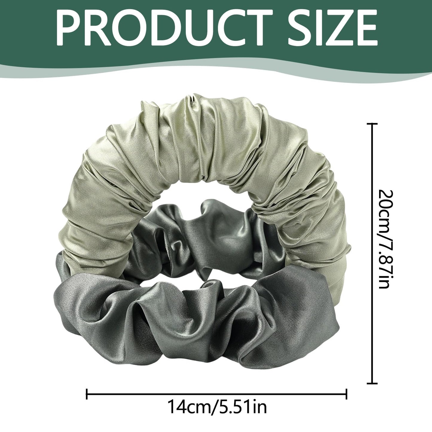 Macute Satin Heatless Curling Scrunchie Set - Green Heatless Hair Curler To Sleep In, Soft Sleepyties for Hair, Lazy Scrunchie Rollers Hairdresser Tools, No Heat Curls for Long Hair