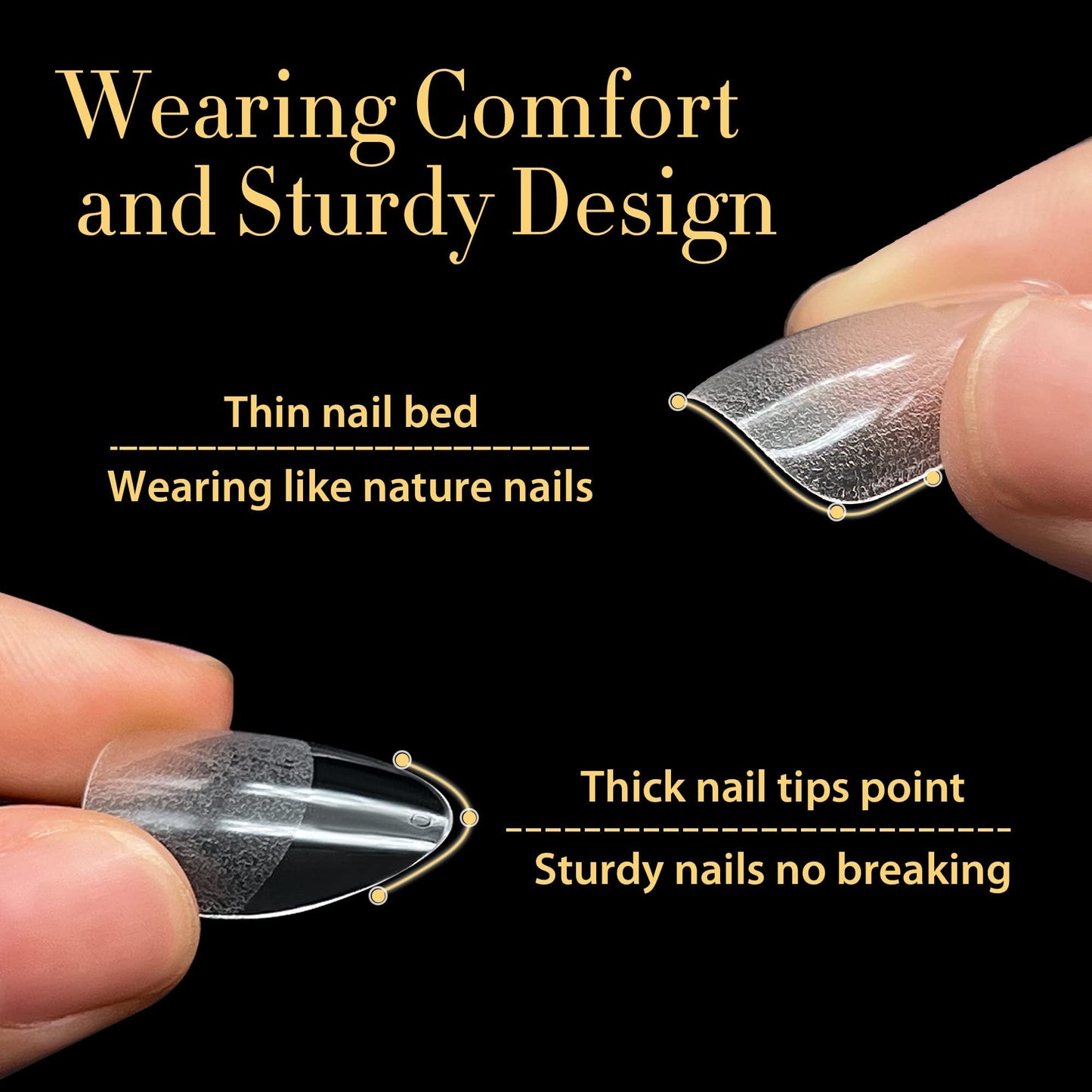 UNA GELLA Almond Nail Tips, 312pcs Medium Pointed Almond Fake Nails Tips Pre-shape Half Matte Full Cover Clear Acrylic Press On Nails No C Curve For Nail Extension Nail Art DIY Salon 12 Sizes