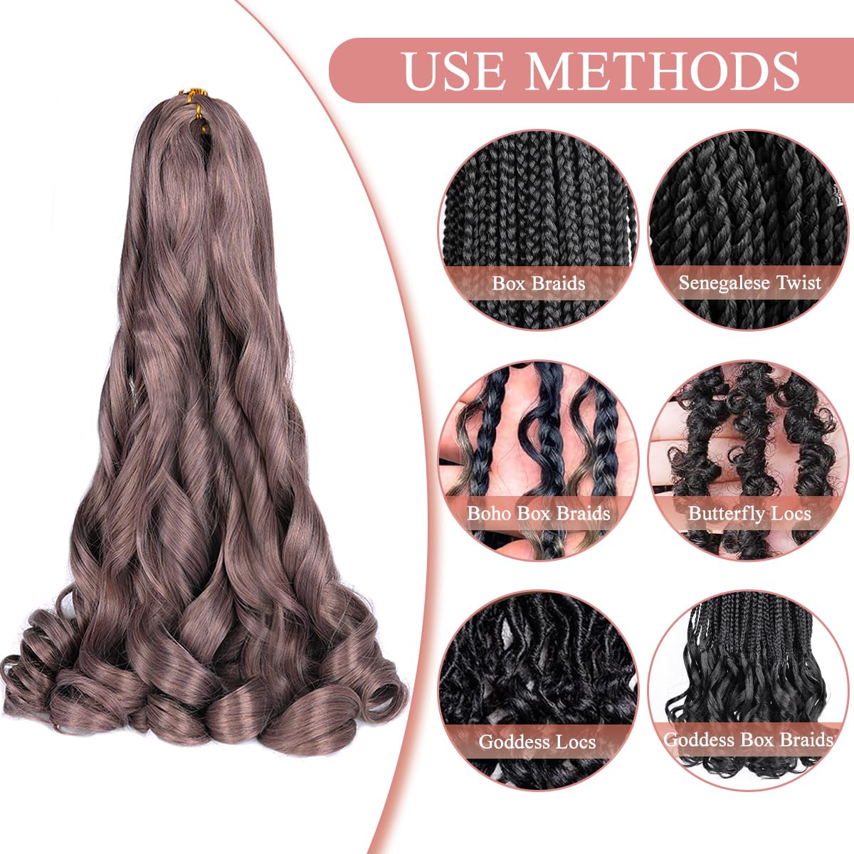 French Curly Braiding Hair,#BT01 Spanish Curly Braiding Hair for Box Braids 8 Packs Bouncy French Curl Braiding Hair 24 inch Pre Stretched Synthetic Hair Extensions(Pack of 8,#BT01)