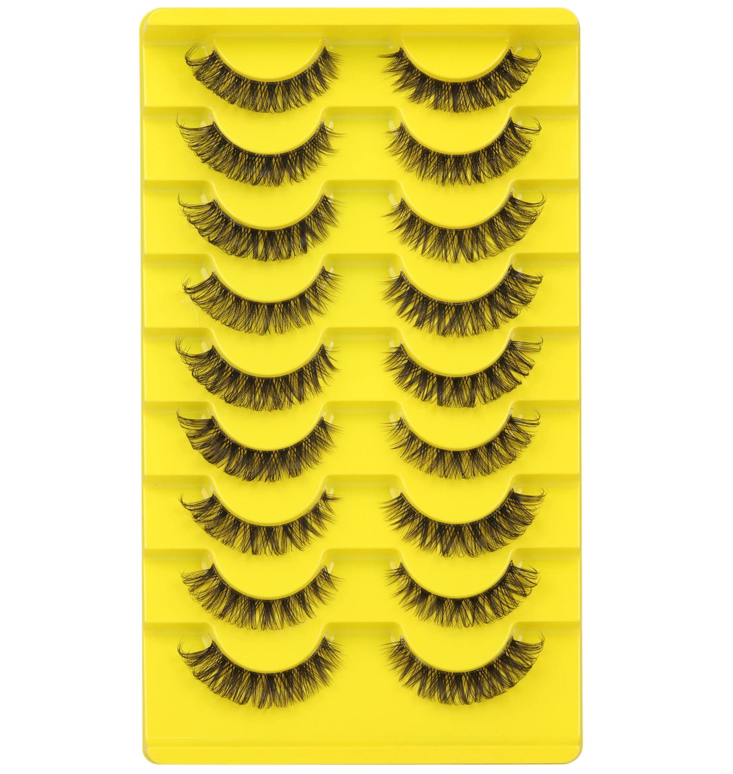 False Eyelashes Natural Russian Strip Lashes Wispy Cat Eye Mink Lashes 3D D Curl Fake Eyelashes Lightweight Transparent Band Handmade Reusable Lashes Pack