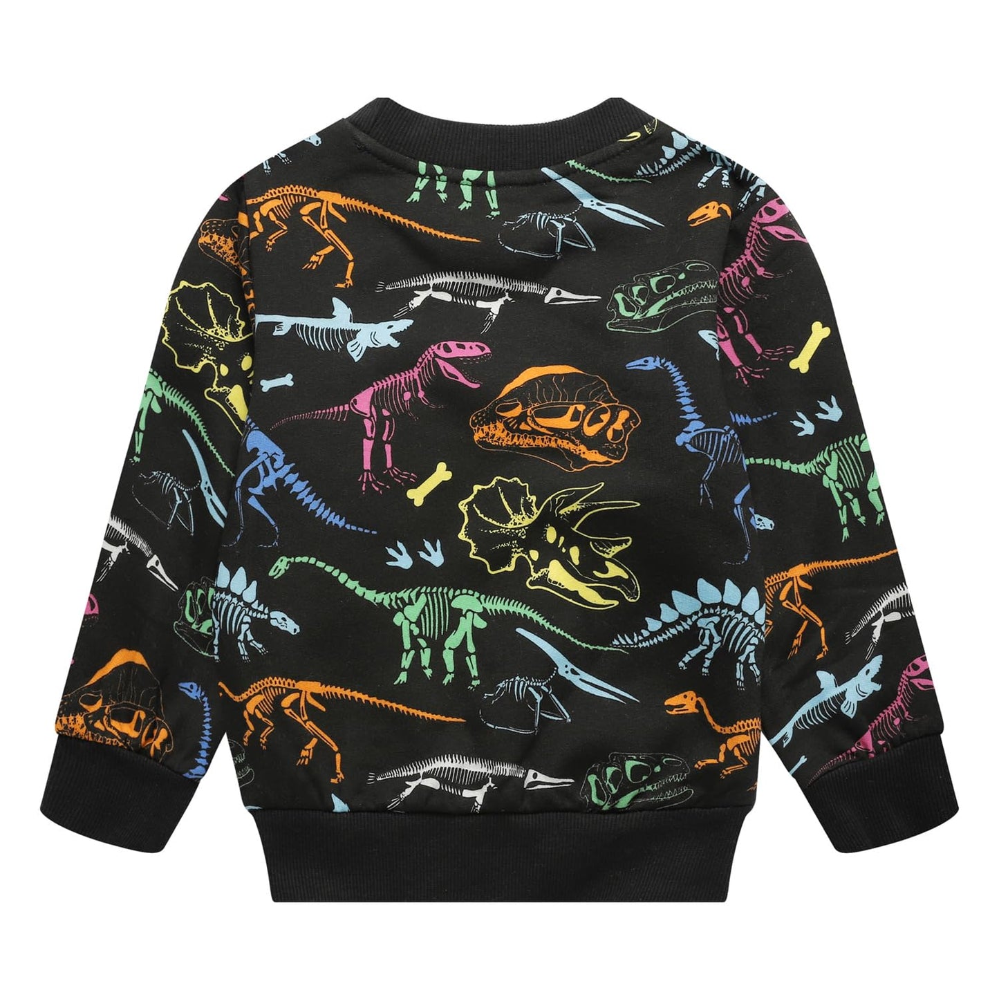 NUBEEHOHO Dinosaur Sweatshirt for Boys Long Sleeve Dino Pullover Shirts Toddler Crewneck Dinosaur Fleece Sweater Kids Fall Winter Clothes Black Size 5T/8202
