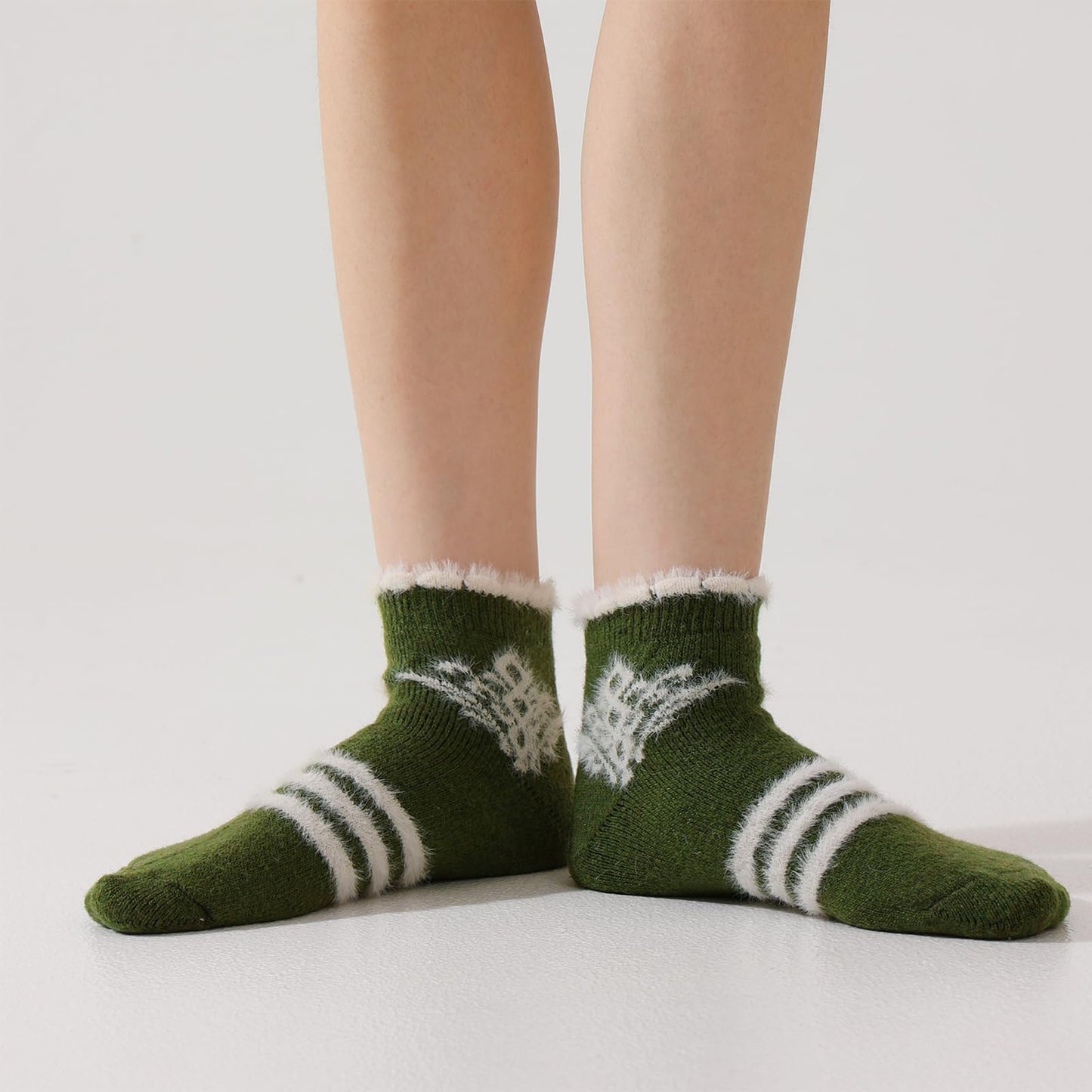 Fszsaa Merino Wool Low Ankle Socks For Women Knit Warm Fuzzy Socks Casual Home Socks Winter