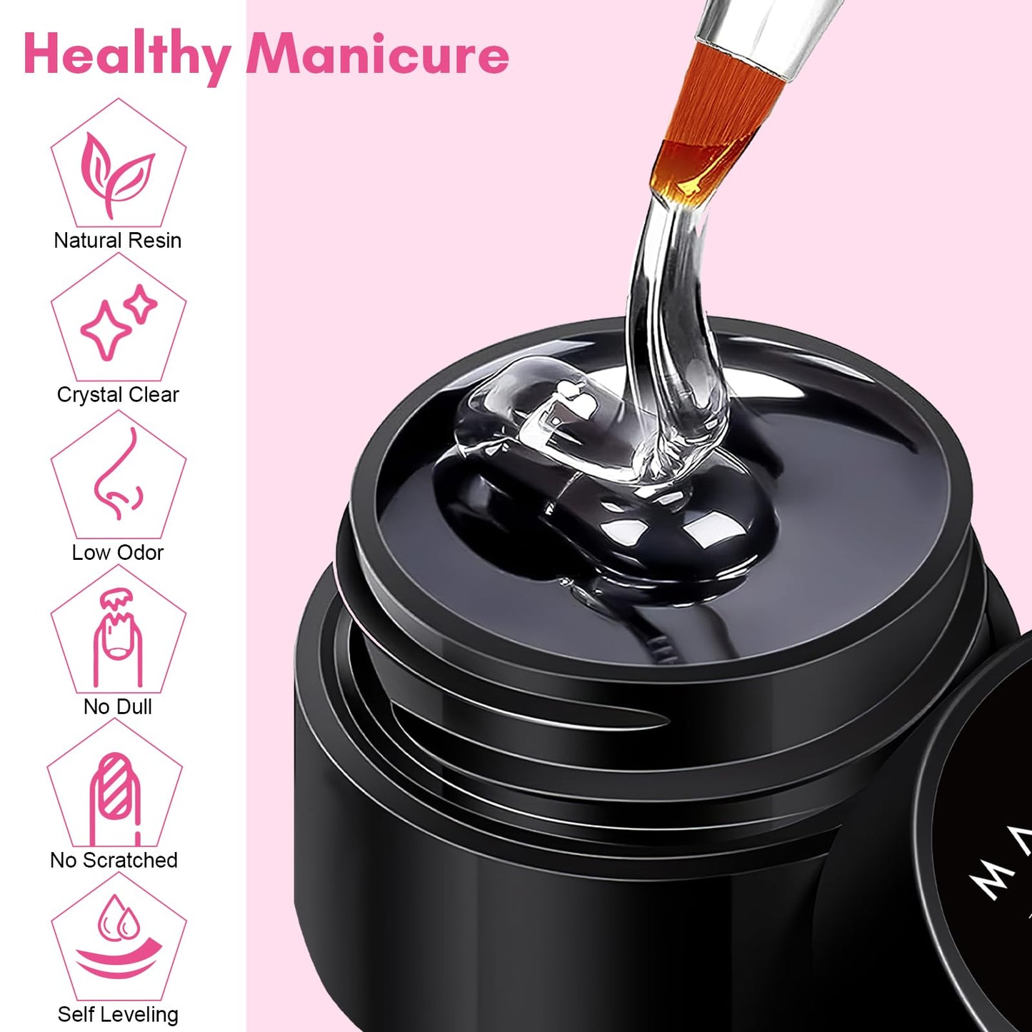 Makartt Hard Gel Top Coat: 3-in-1 Nail Polish Soak-off UV Gel Glossy Finish Long Lasting for Nail Strengthen Nail Charms Rhinestone for Home Salon Manicure Use