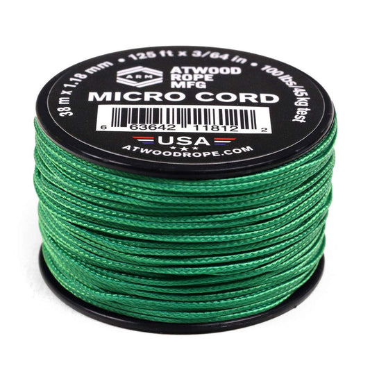 Atwood Rope MFG Tactical Nylon/Polyester Micro Utility Cord 1.18mm X 125ft Reusable Spool | Fishing Gear, Jewelry Making, Camping Accessories (Green)