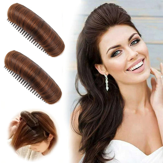 Invisible Hair Pad, 2025 Upgrade Natural Fluffy Clips, Blonde Styling Insert Tool, Hair Bump Clip for Volume (Light Brown*2)