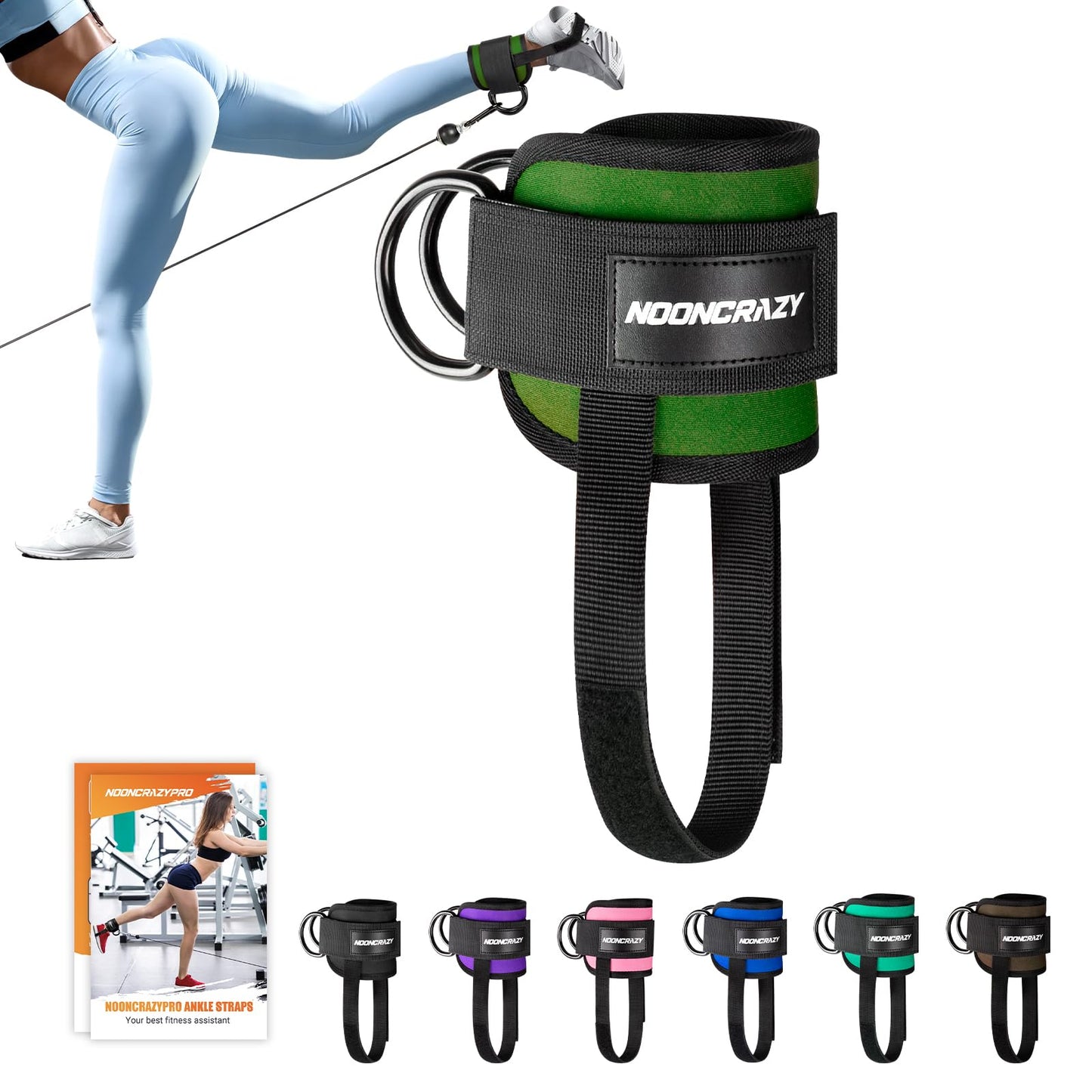 Ankle Strap for Cable Machine Women, Adjustable Gym Cable Ankle Straps for Kickbacks, Glute Workouts, Leg Extensions, Curls, Booty Hip Abductors, Ankle Cuff for Cable Machine Accessories(S-Army green)