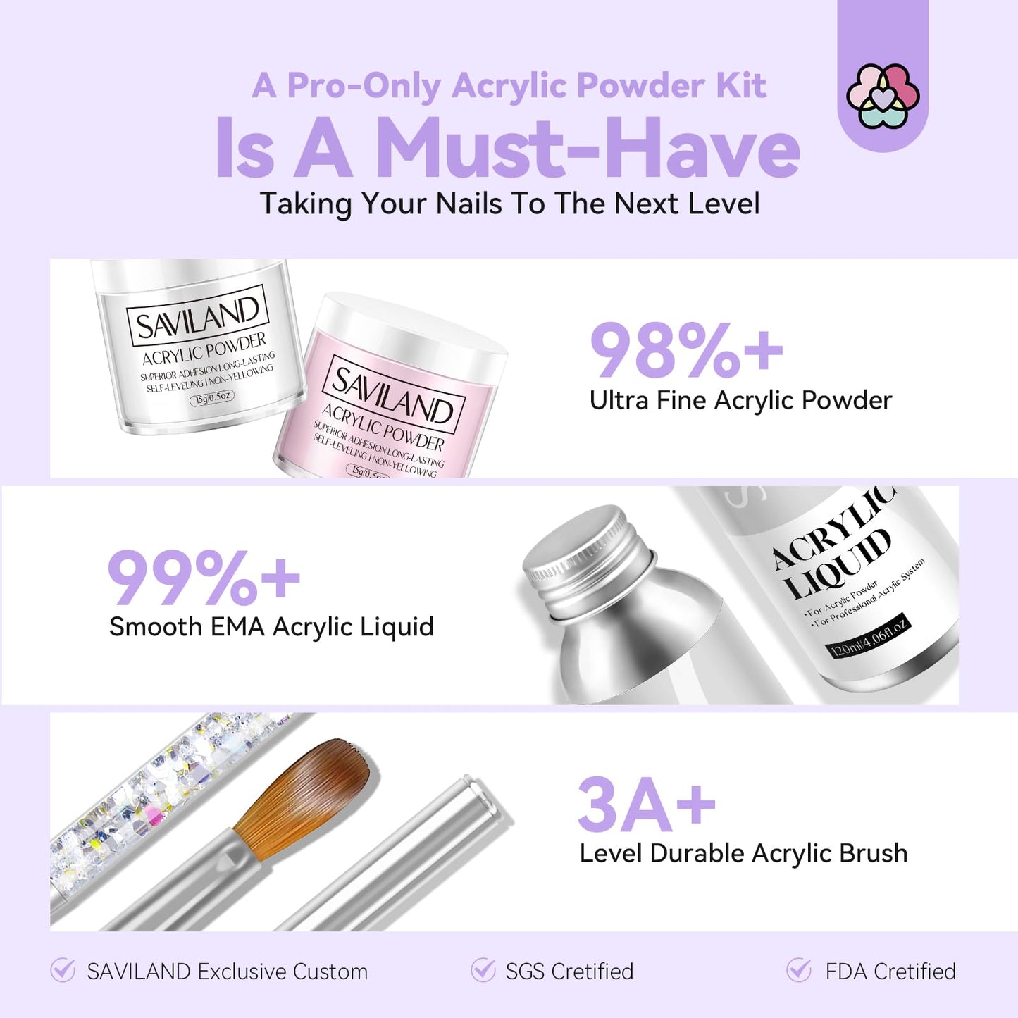 SAVILAND Acrylic Nail Kit - Professional Nail Drill & Tools Kit with Liquid & Powder Set for DIY Home Use