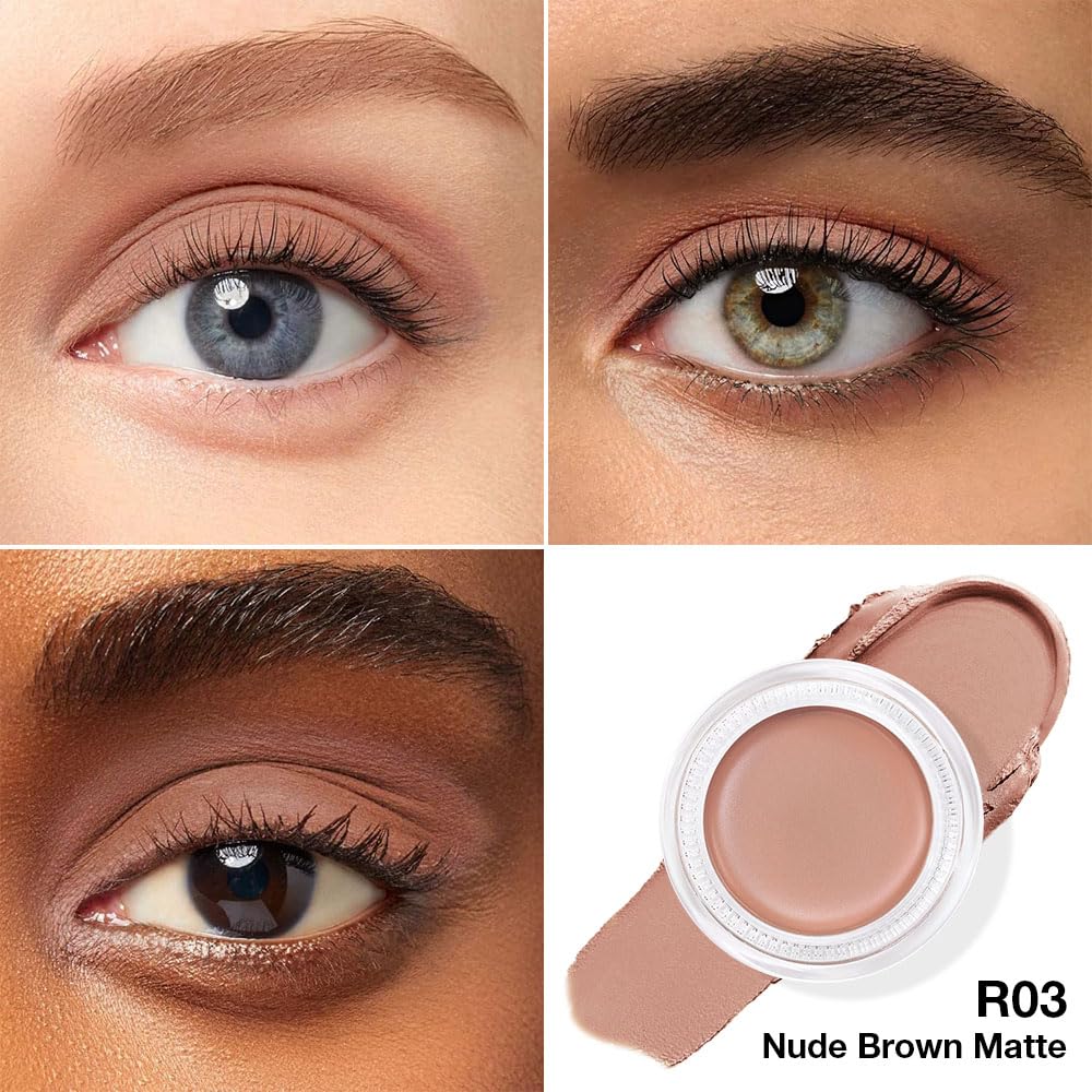 evpct Single Cream Eye Shadow Makeup Pallette Brightener, Nude Brown Matte Highly Pigmented Monochrome Mini Eyeshadow Palette, Natural, Waterproof, Blendable, sombras en crema para ojos R03