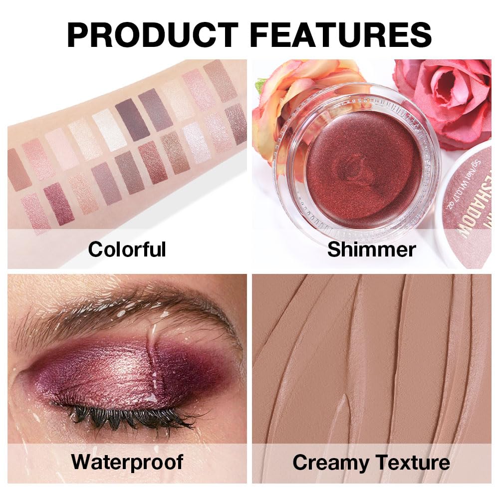 evpct Single Cream Eye Shadow Makeup Pallette Brightener, Nude Brown Matte Highly Pigmented Monochrome Mini Eyeshadow Palette, Natural, Waterproof, Blendable, sombras en crema para ojos R03