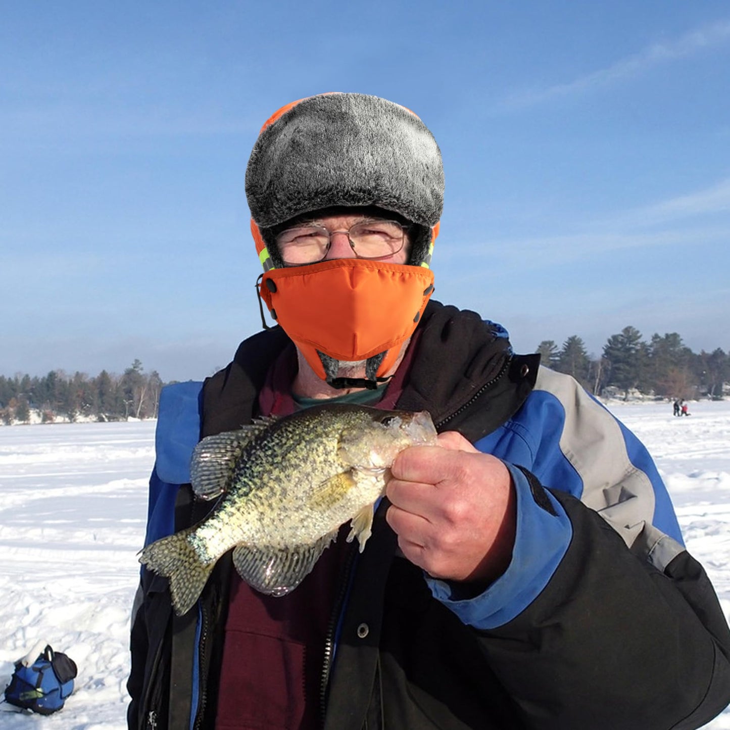 Watayo Winter Ice Fishing Trapper Hat- Warm Ice Fishing Trapper Cap Headwear- Waterproof Cold Weather Warm Ski Hunting Hat with Earflap Face Mask for Men Women