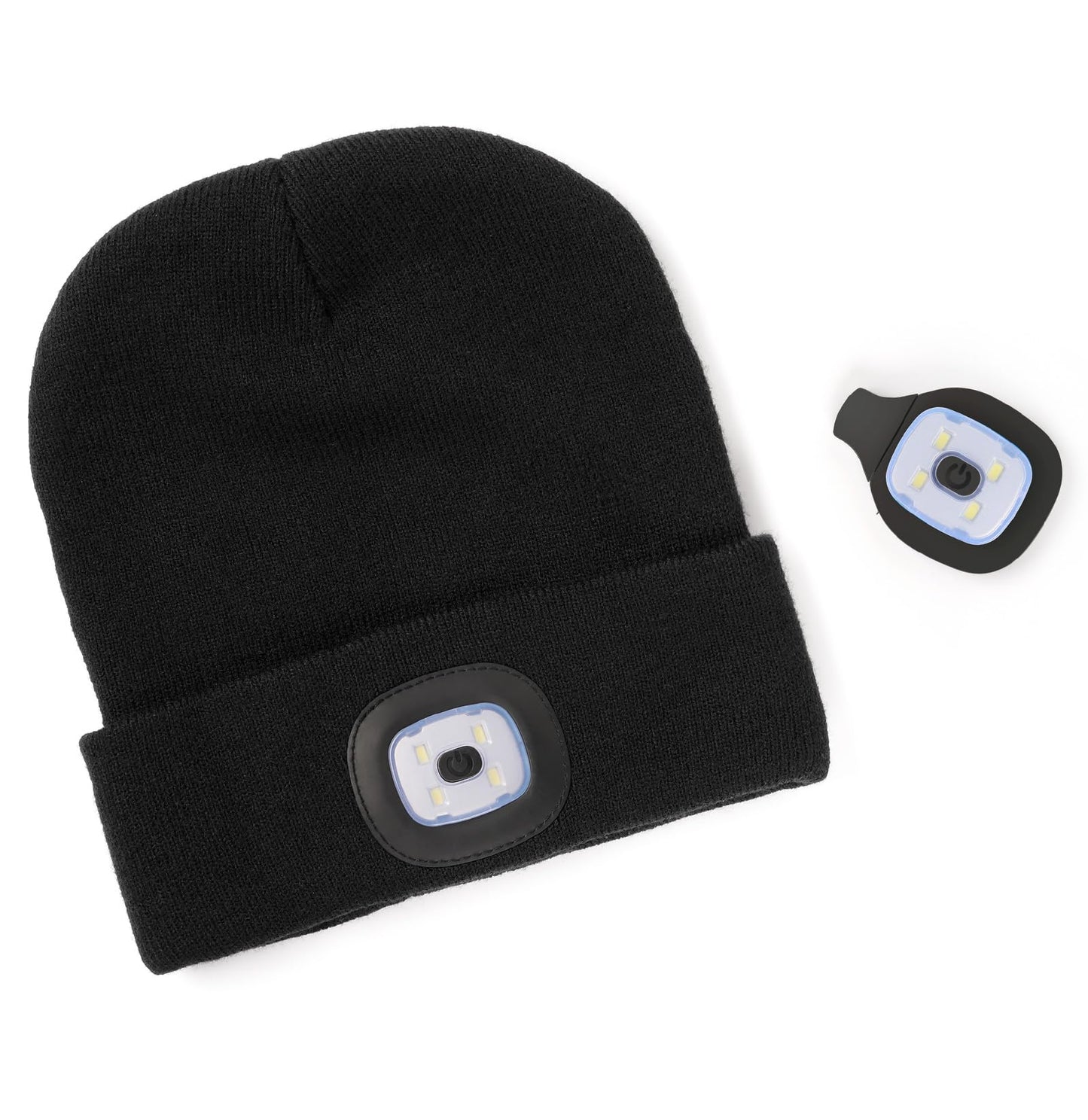 Hatlight for Men Unisex LED Beanie with Two Lamps Hands Free Knit Headlamp Hat with Light Winter hat