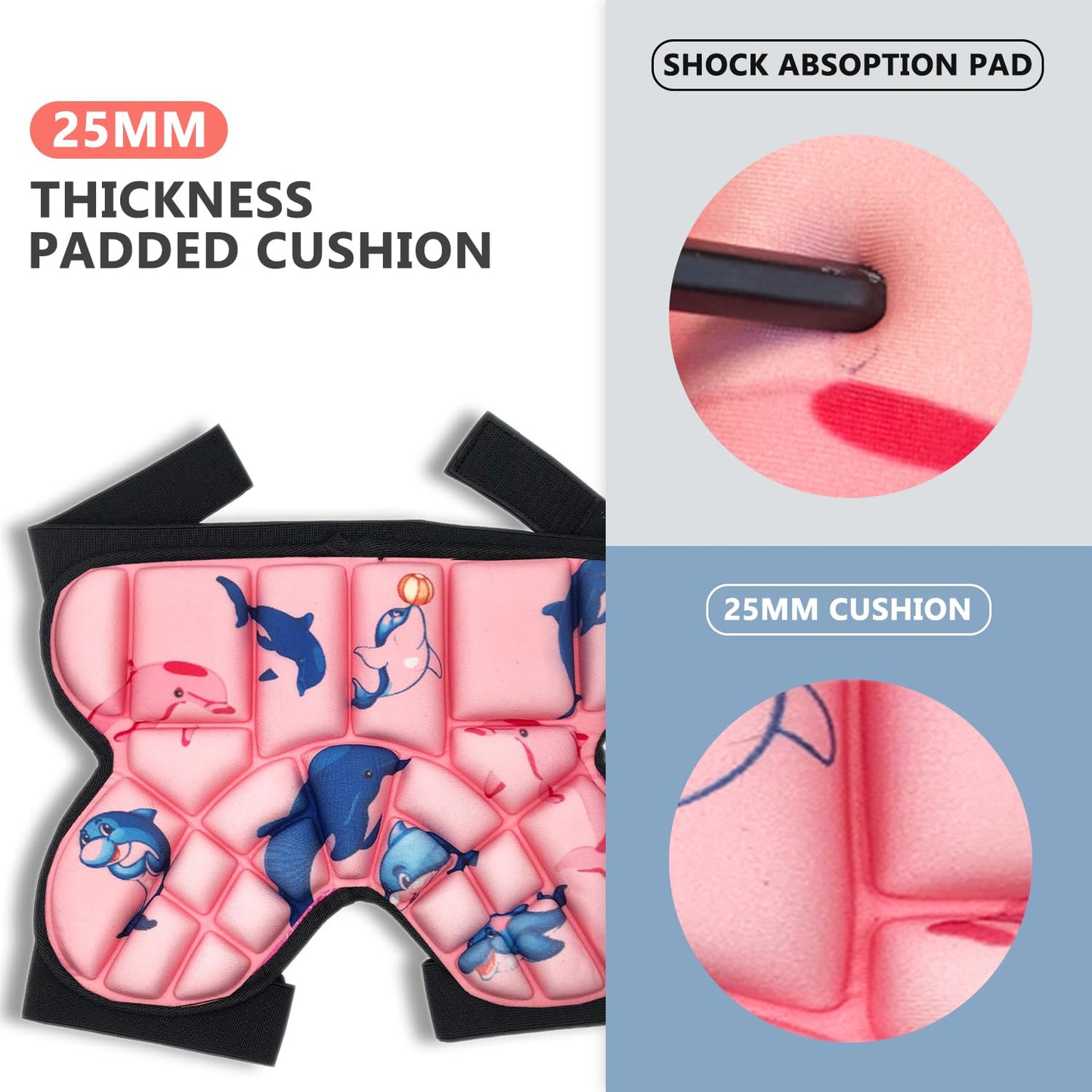 Natuway Kids Butt Pad for Skating Ski Snowboarding Roller Skate, Kids Hip Protector, Thickened Ski Butt Pad Padded Shorts for Winter Sports