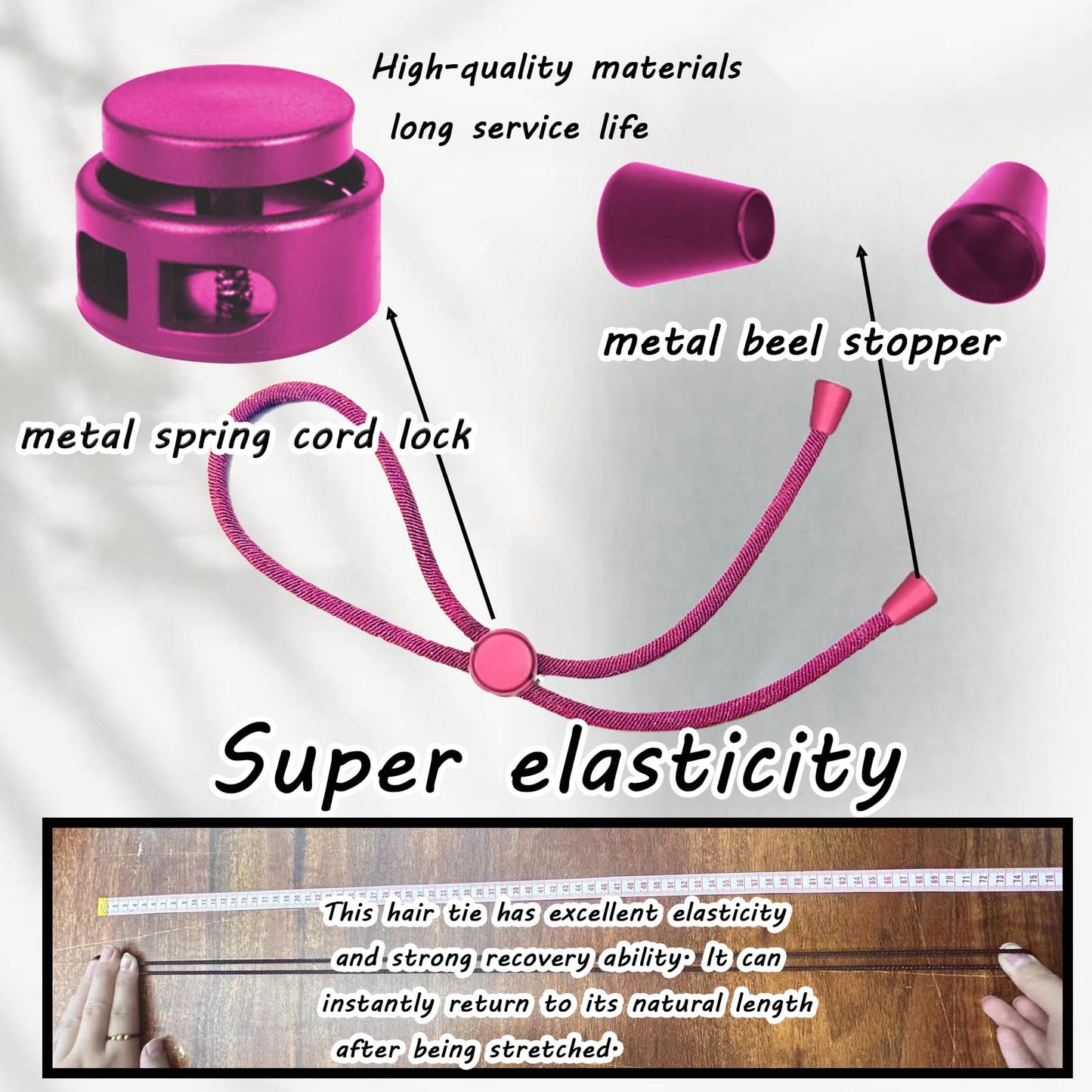 6pcs Pink Afro Hair Tie, Adjustable Hair Ties for Thick Hair, Adjustable Headbands for Women, Hair Tie for Curly Hair, Large Adjustable Length Satin Hair Ties for Afro Puff