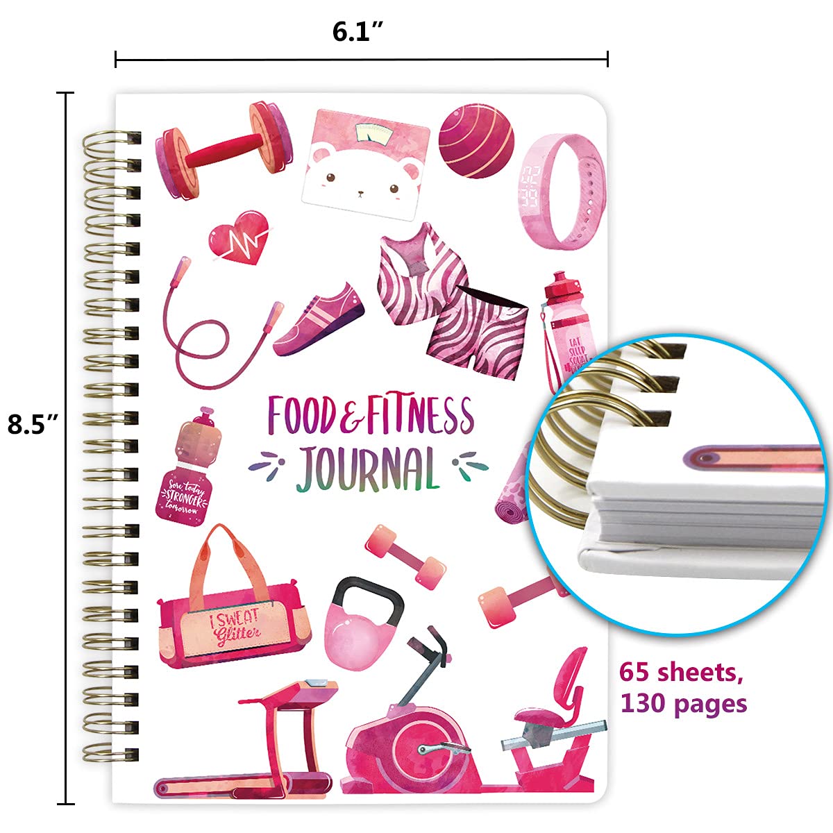 Food Nutrition Fitness Journal Weight Loss Wellness Workout Calorie Counter Log Diary Notebook Planner Diet Meal Exercise Training Health Tracker 6.1" x 8.5"
