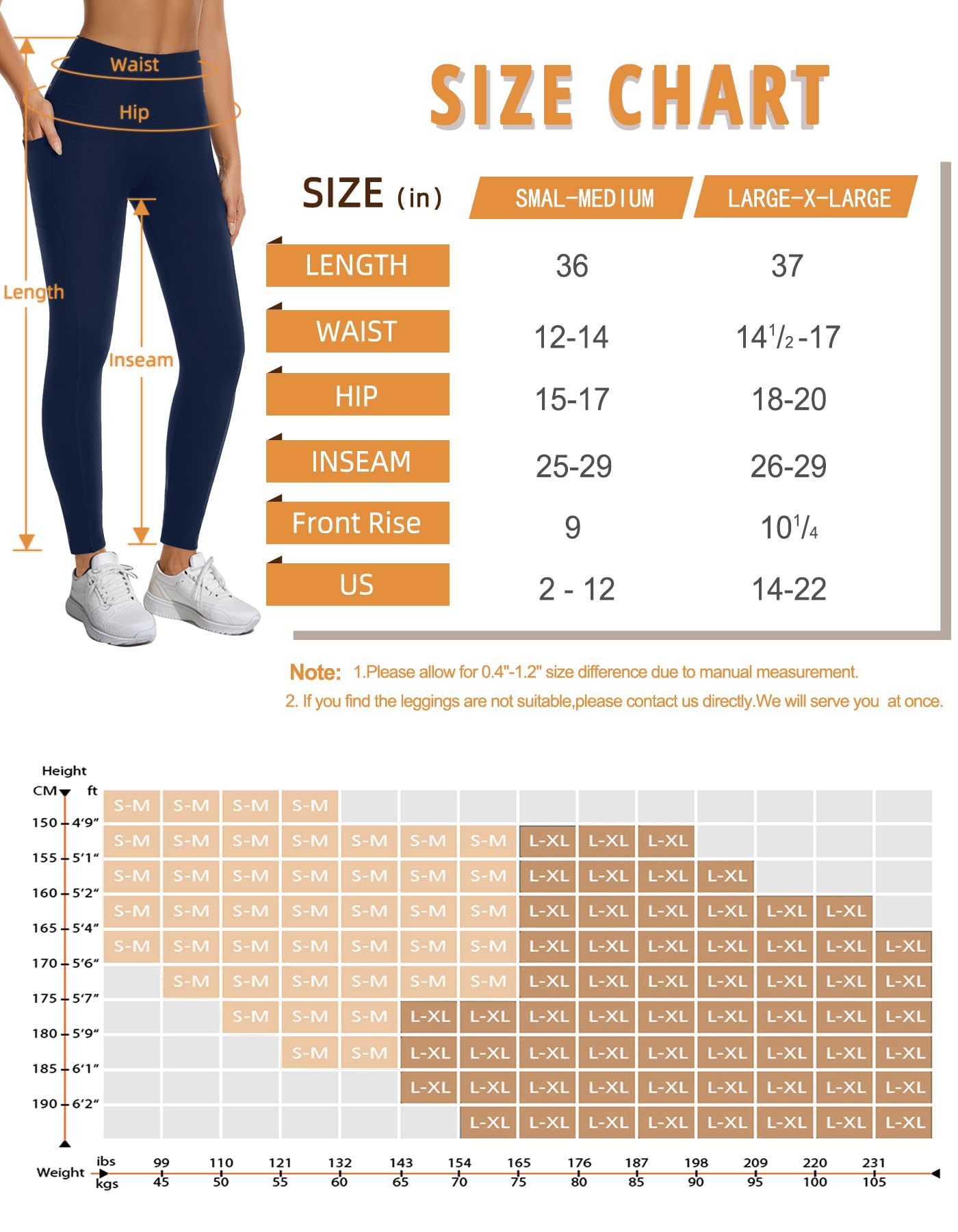 FULLSOFT Fleece Lined Leggings with Pockets for Women-Thermal High Waist Stretchy Yoga Pants for Winter Workout(L,Navy Blue)