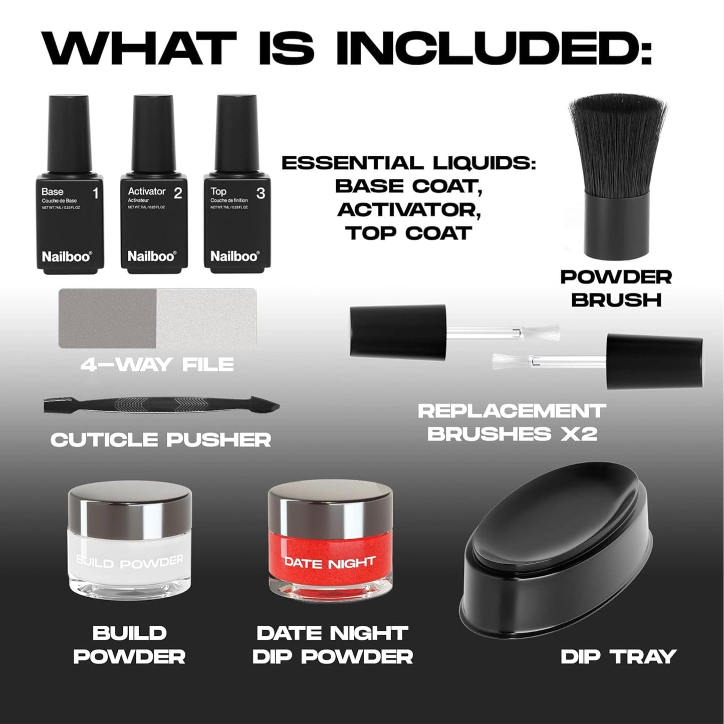 Nailboo Date Night Premium Dip Nails Starter Kit, Nail Powder Dip Kit for DIY At Home Manicure, Includes Dipping Powder and Liquids, Red