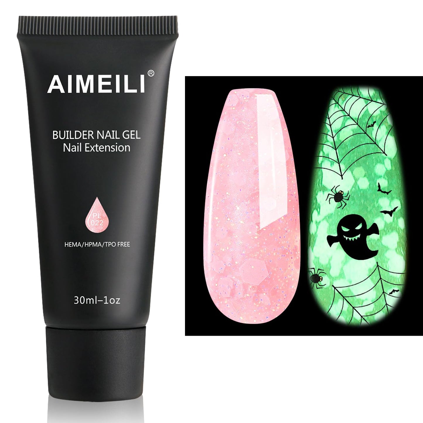 AIMEILI Poly Nail Extension Gel Glow in the Dark Builder Gel Hema Free Enhancement Art Design DIY Salon At Home Gift for Women - 022