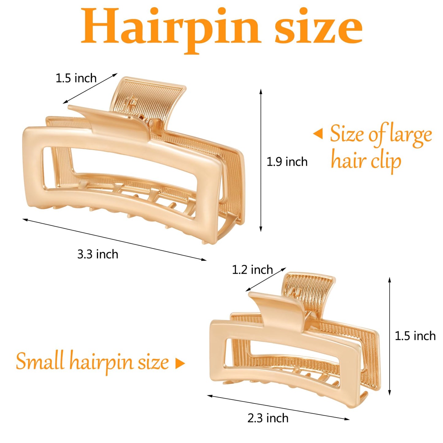 LUKACY 6 Pack Gold Hair Claw Clips, Perfect Big gold Jaw hair clamps for Women and Thinner, Thick hair styling,Strong Hold, Fashion Hair Accessories(Style 3)