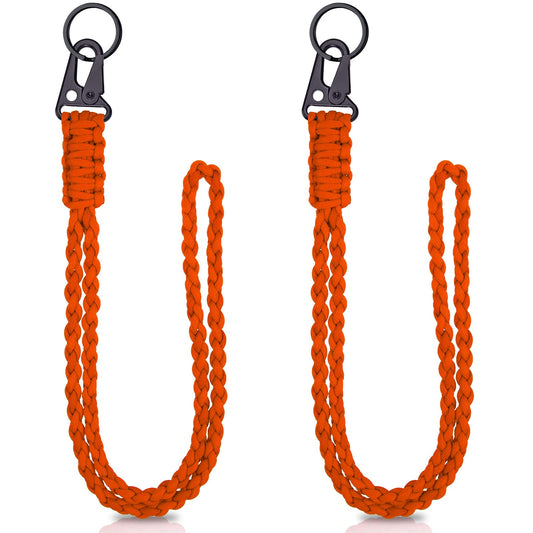 Frienda 2 Set Heavy Duty Paracord Lanyard Necklace Whistles Strap Braided 550 Keychain Lanyard for Outdoor Activities (Orange)