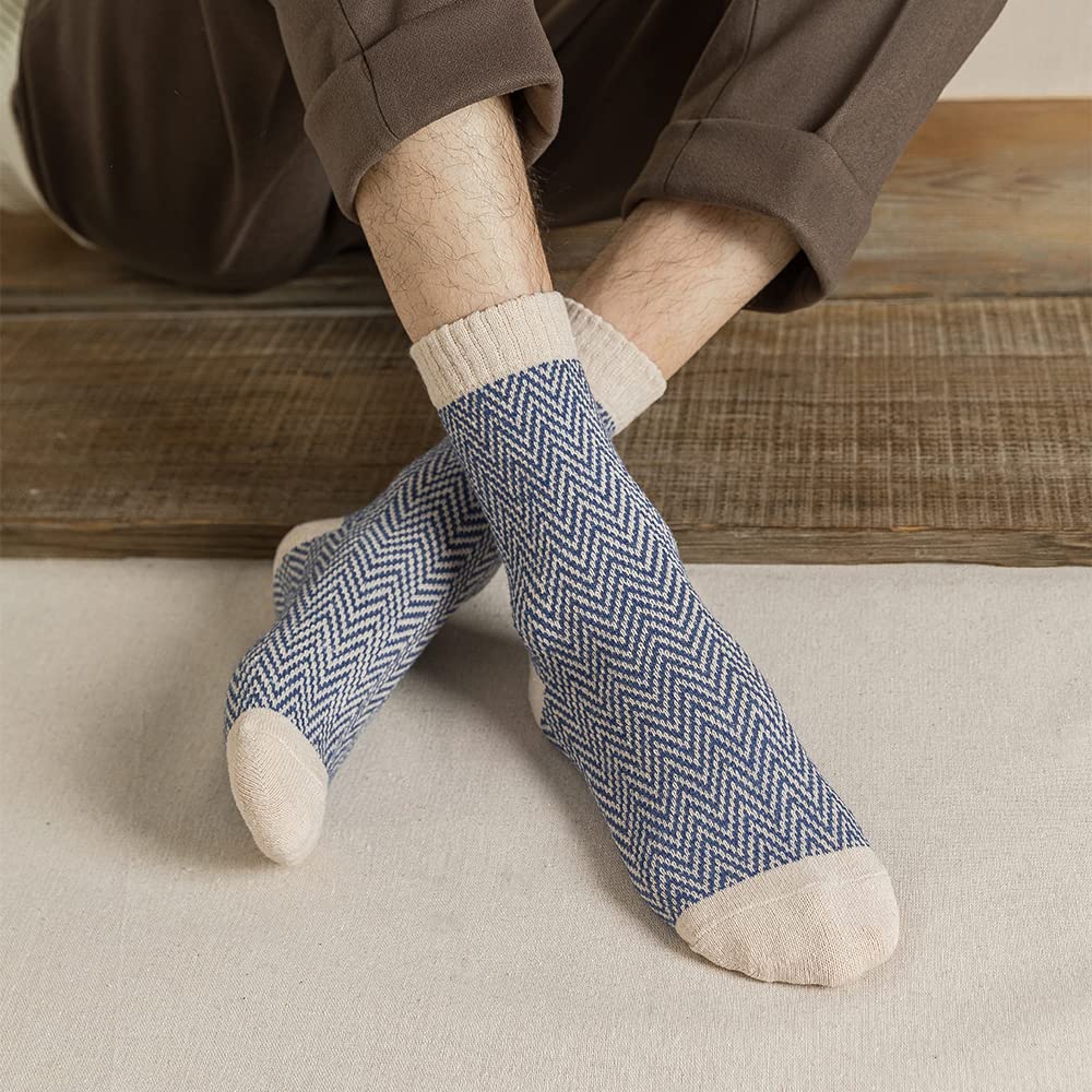 TAXCAIX 5 Pack Winter Socks For Women Knitted Socks Thick Warm Soft ouple Socks Free Size 6-11 (08)