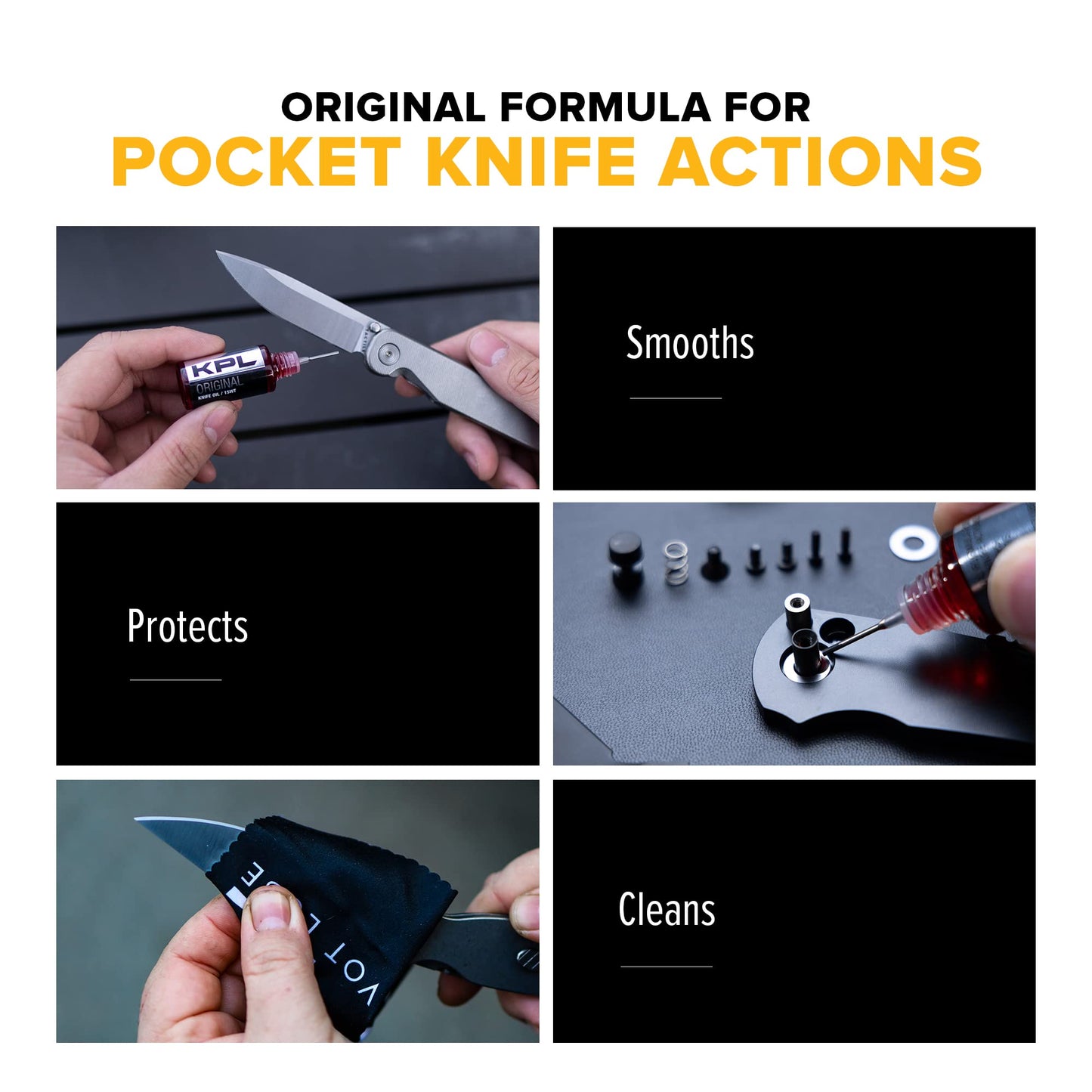 KNIFE PIVOT LUBE Original Knife Oil for Blades, Synthetic Pocket Knife Lubricant, Knife Honing Oil for Cleaning Knives, Premium Knife Oil Lubricant for Blade Care, Precision Knife Oiler Bottle (10ml)
