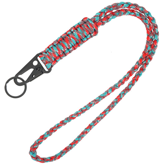 LAREDTREE Heavy Duty Paracord Lanyard Keychain, Paracord Necklace Cell Phone Keychain Whistles Wrist Braided Strap (Red Flower)