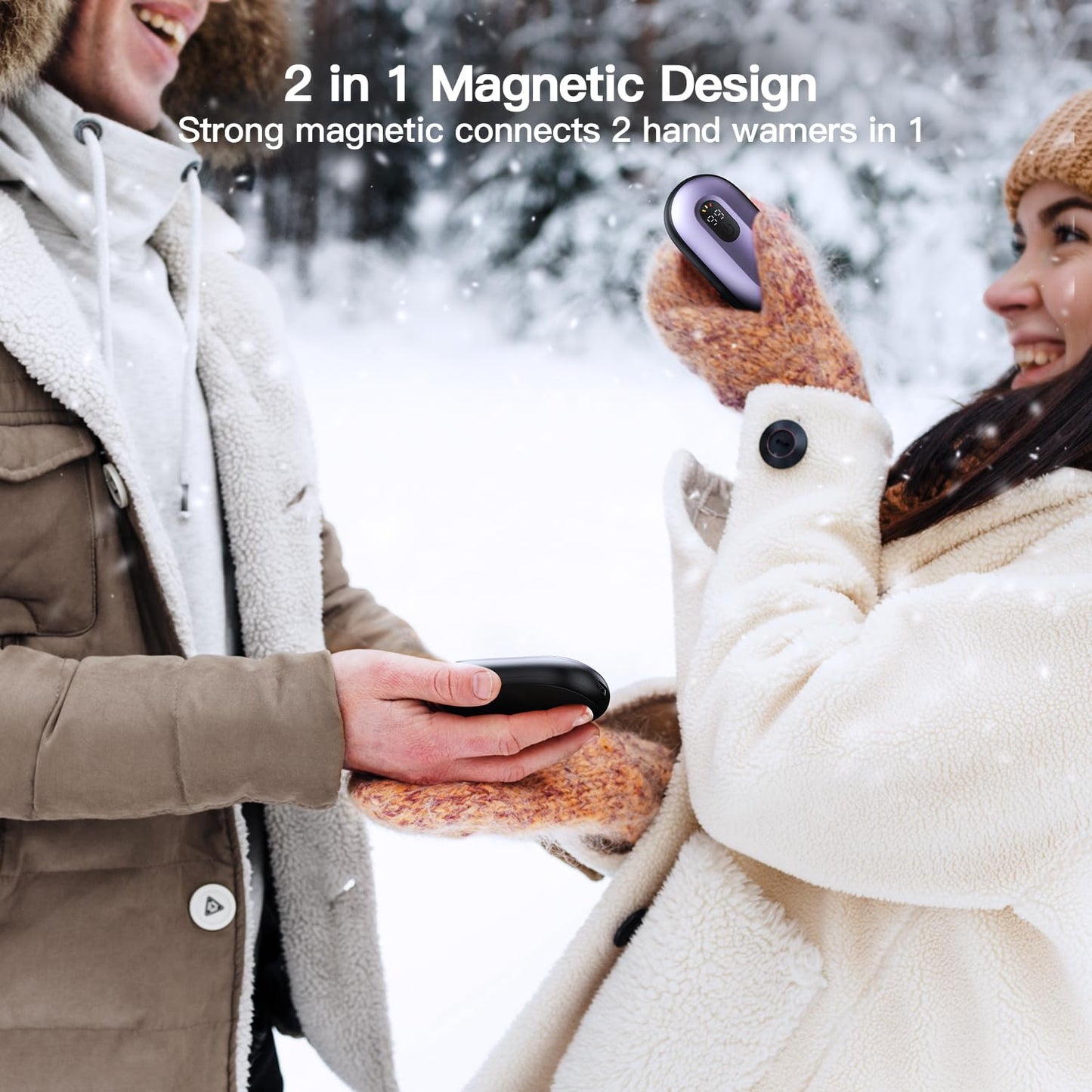coldSky Hand Warmers Rechargeable 2 Pack, Magnetic Electric Hand Warmer with Digital Display, Reusable Handwarmers Heat Up to 140℉, Portable Pocket Heater Warm Gift for Outdoors, Camping, Hunting