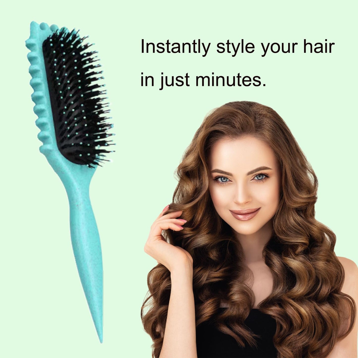 Cobsvika Curl Defining Brush-Curly Hair Brush Define Styling Brush for Curly Hair,Curl Brush for Curly Hair Wet,Shaping & Defining Curls for Women (Green)